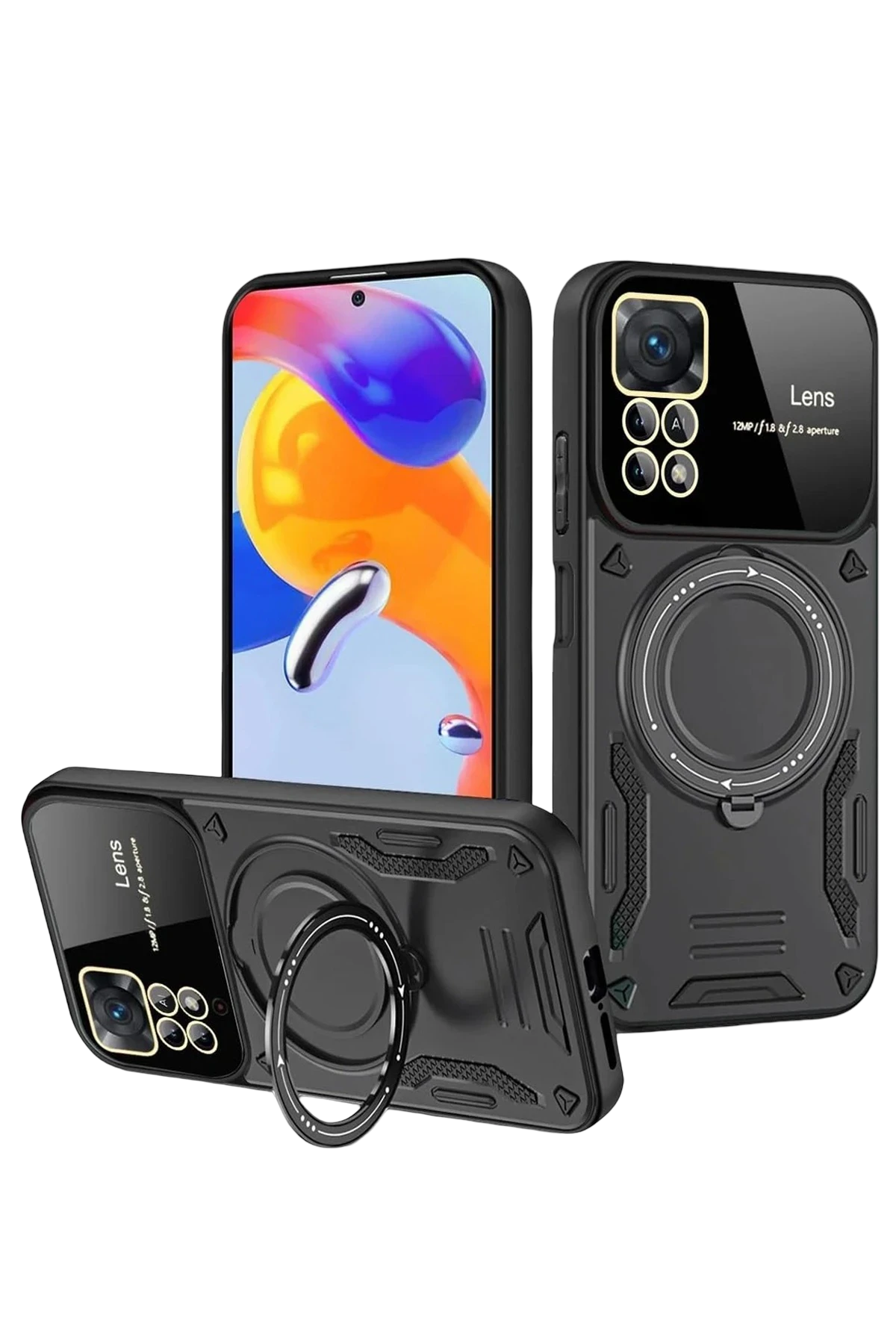 Newface Realme 11 Pro Plus Joy Lens Standlı Kapak - Siyah