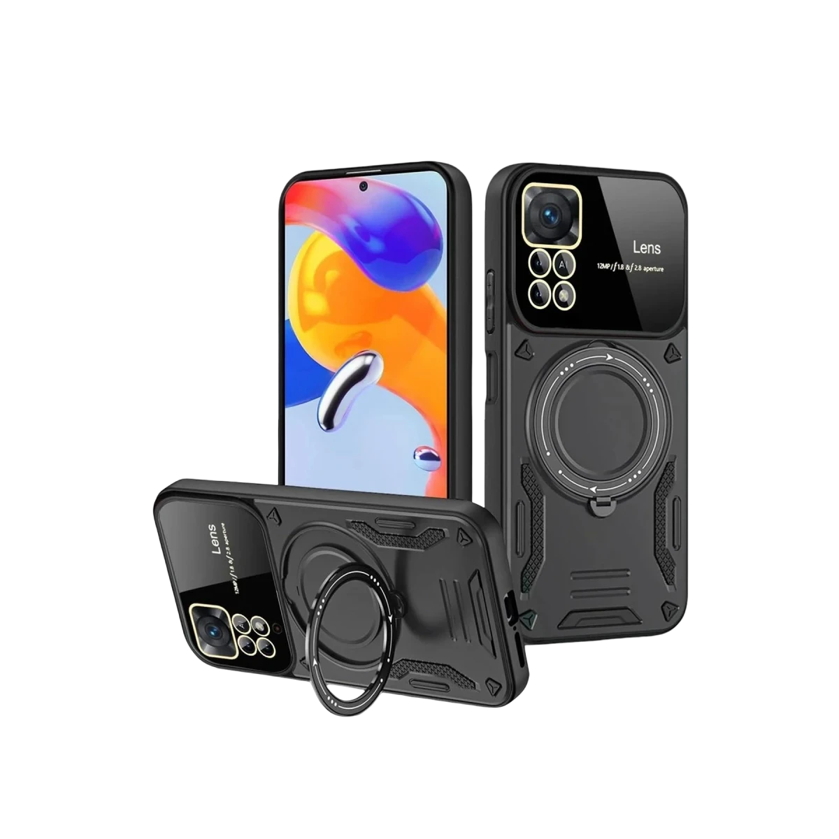 Newface Realme 11 Pro Plus Joy Lens Standlı Kapak - Siyah — görsel 2