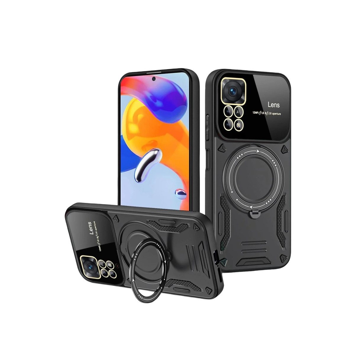 Newface Realme 11 Pro Plus Joy Lens Standlı Kapak - Siyah — görsel 3