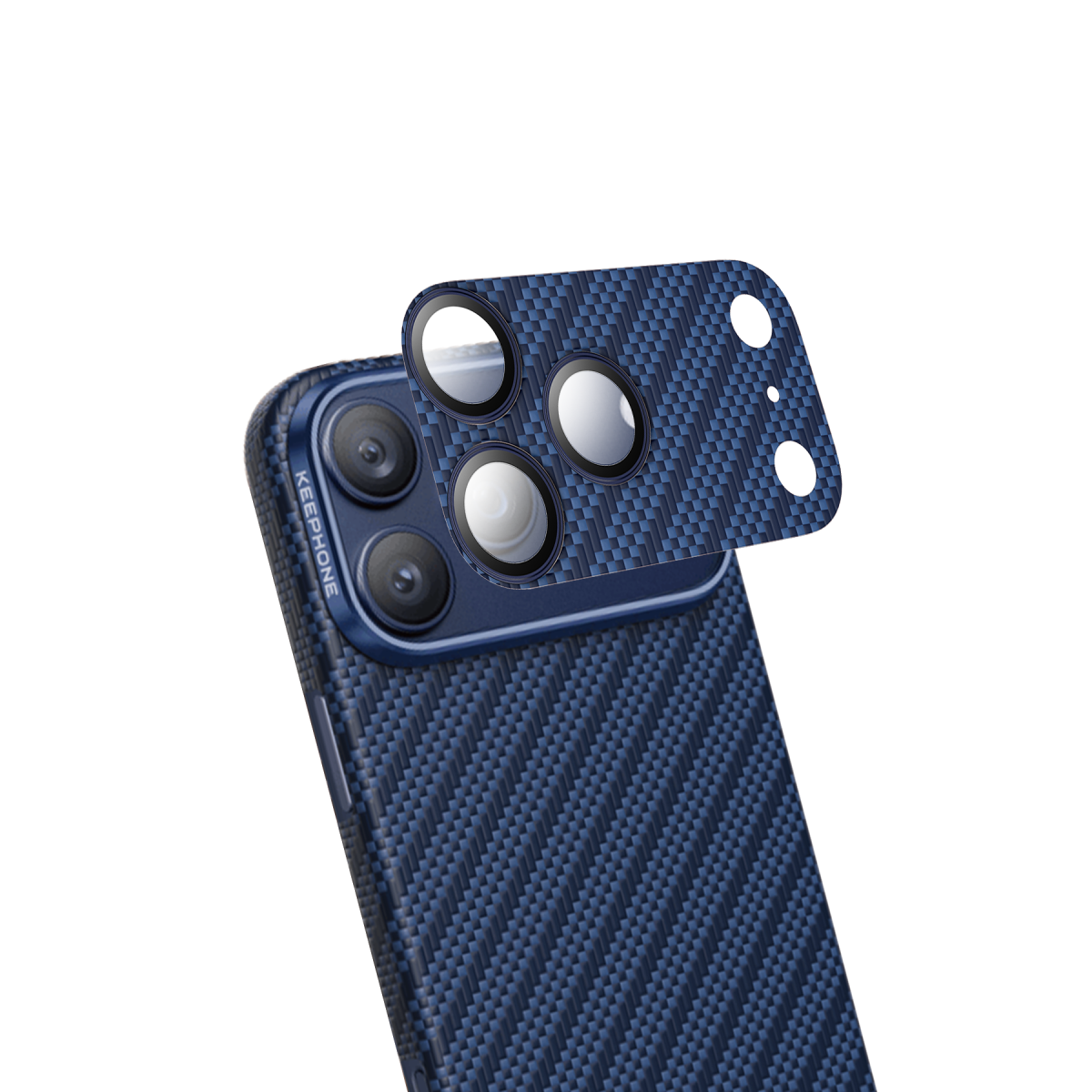 Keephone Apple iPhone 17 Pro Kevlar Robin Kamera Lens Koruyucu - Lacivert