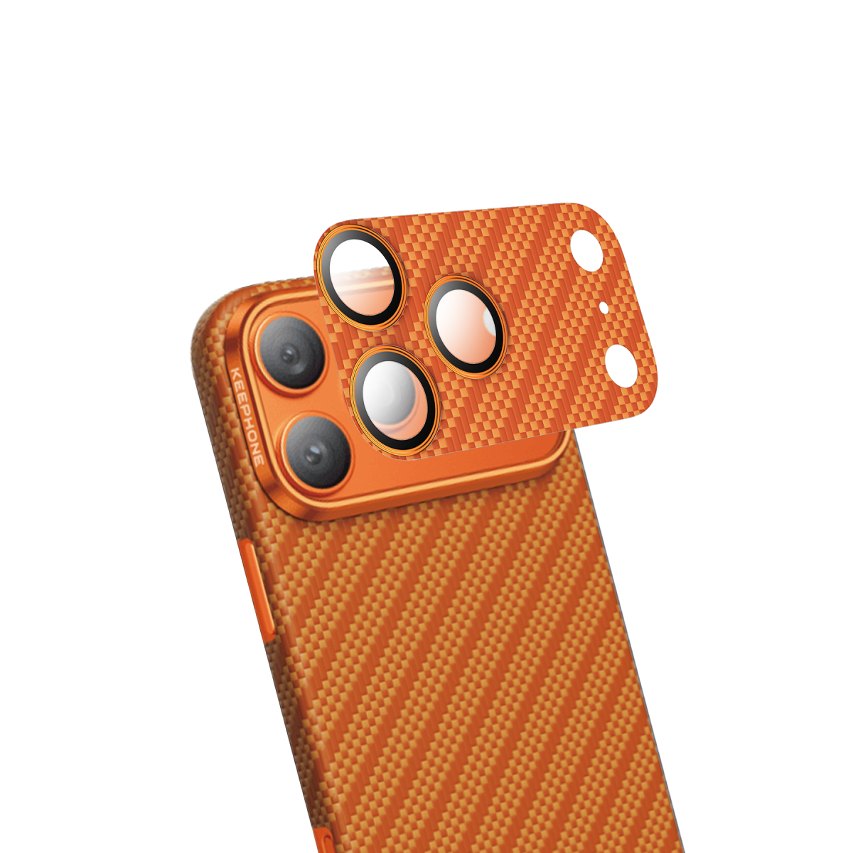 Keephone Apple iPhone 17 Pro Kevlar Robin Kamera Lens Koruyucu - Turuncu