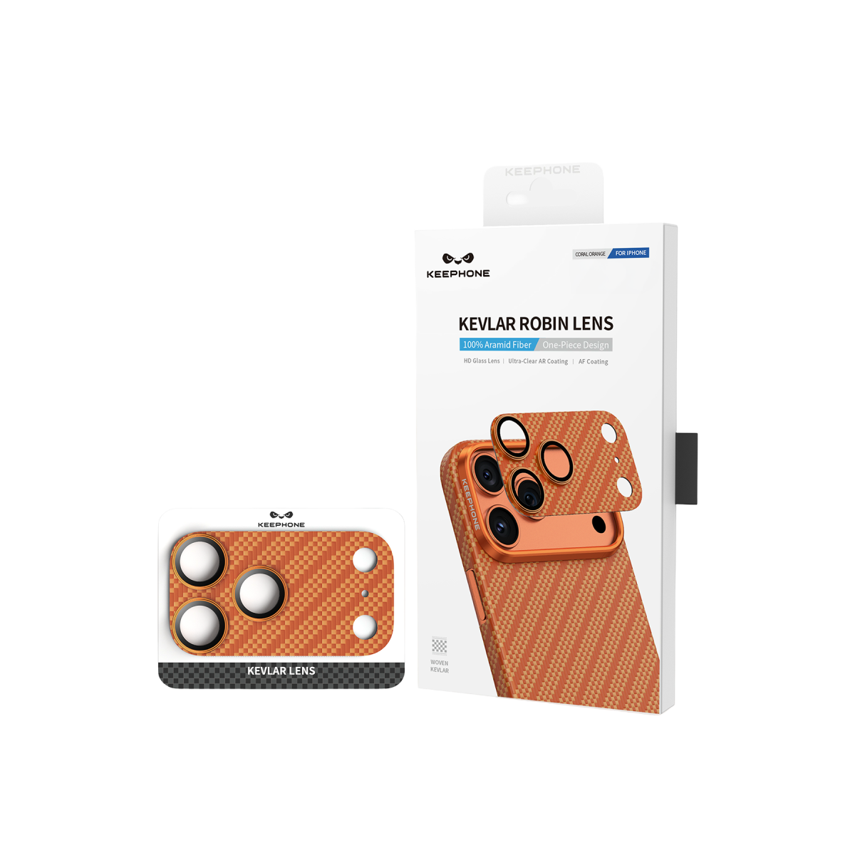 Keephone Apple iPhone 17 Pro Max Kevlar Robin Kamera Lens Koruyucu - Turuncu
