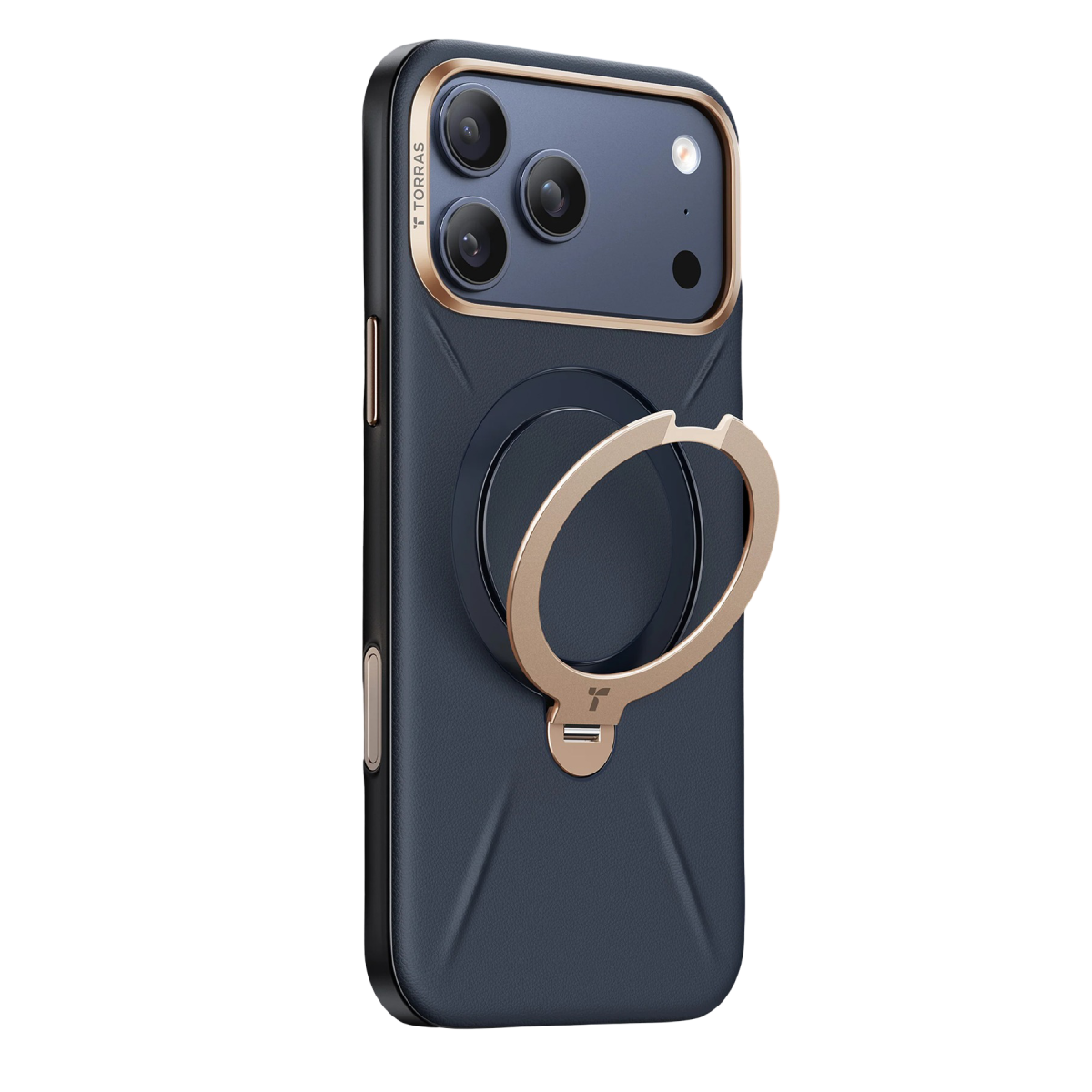 Torras Apple iPhone 17 Pro Max O Stand Spin VegSkin Serisi Magsafe Kılıf - Lacivert