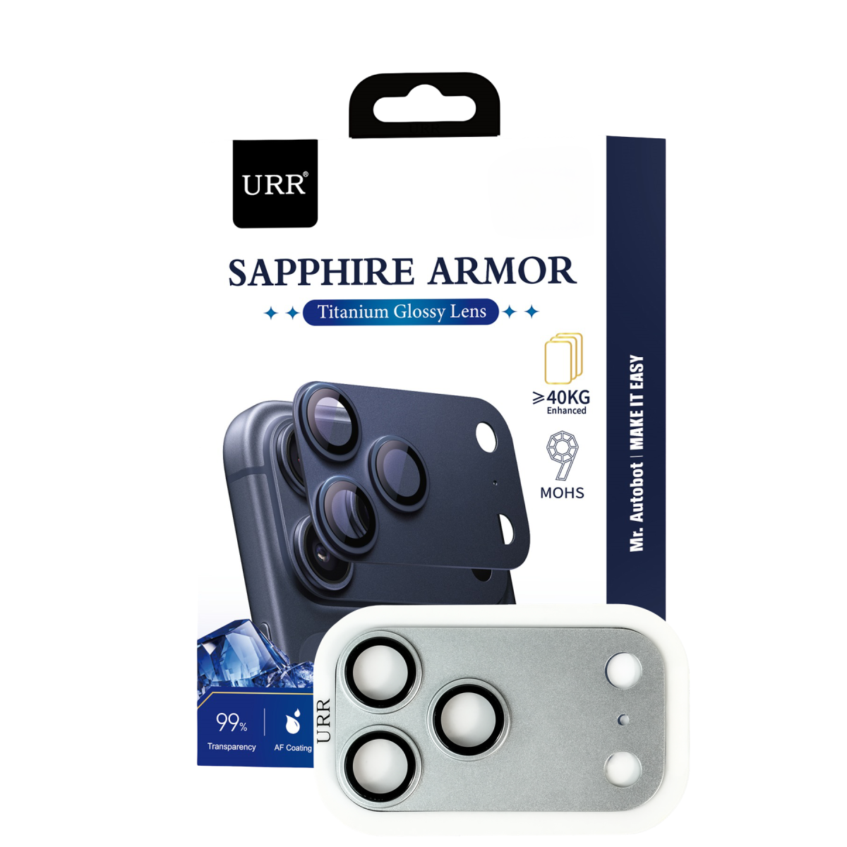 URR Apple iPhone 17 Pro Sapphire Armor Kamera Lens Koruyucu - Gümüş