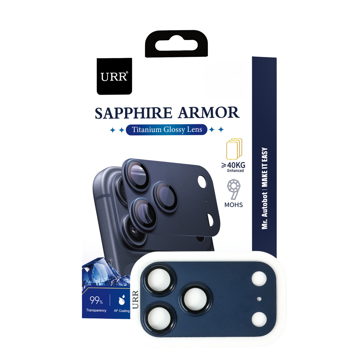 URR Apple iPhone 17 Pro Sapphire Armor Kamera Lens Koruyucu - Lacivert