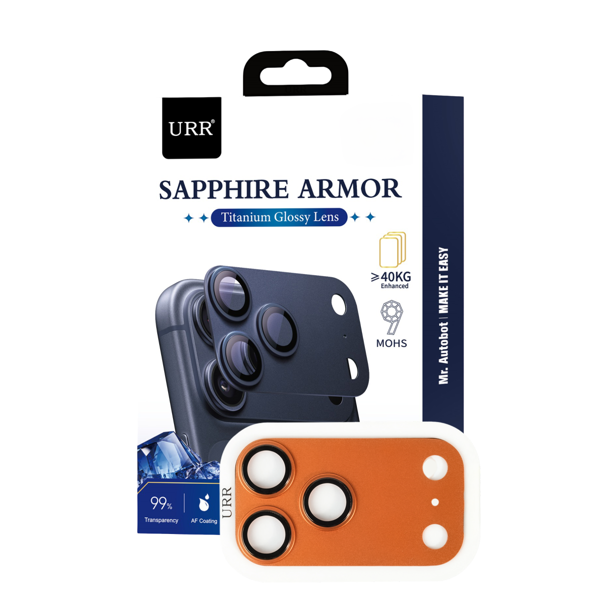 URR Apple iPhone 17 Pro Max Sapphire Armor Kamera Lens Koruyucu - Turuncu