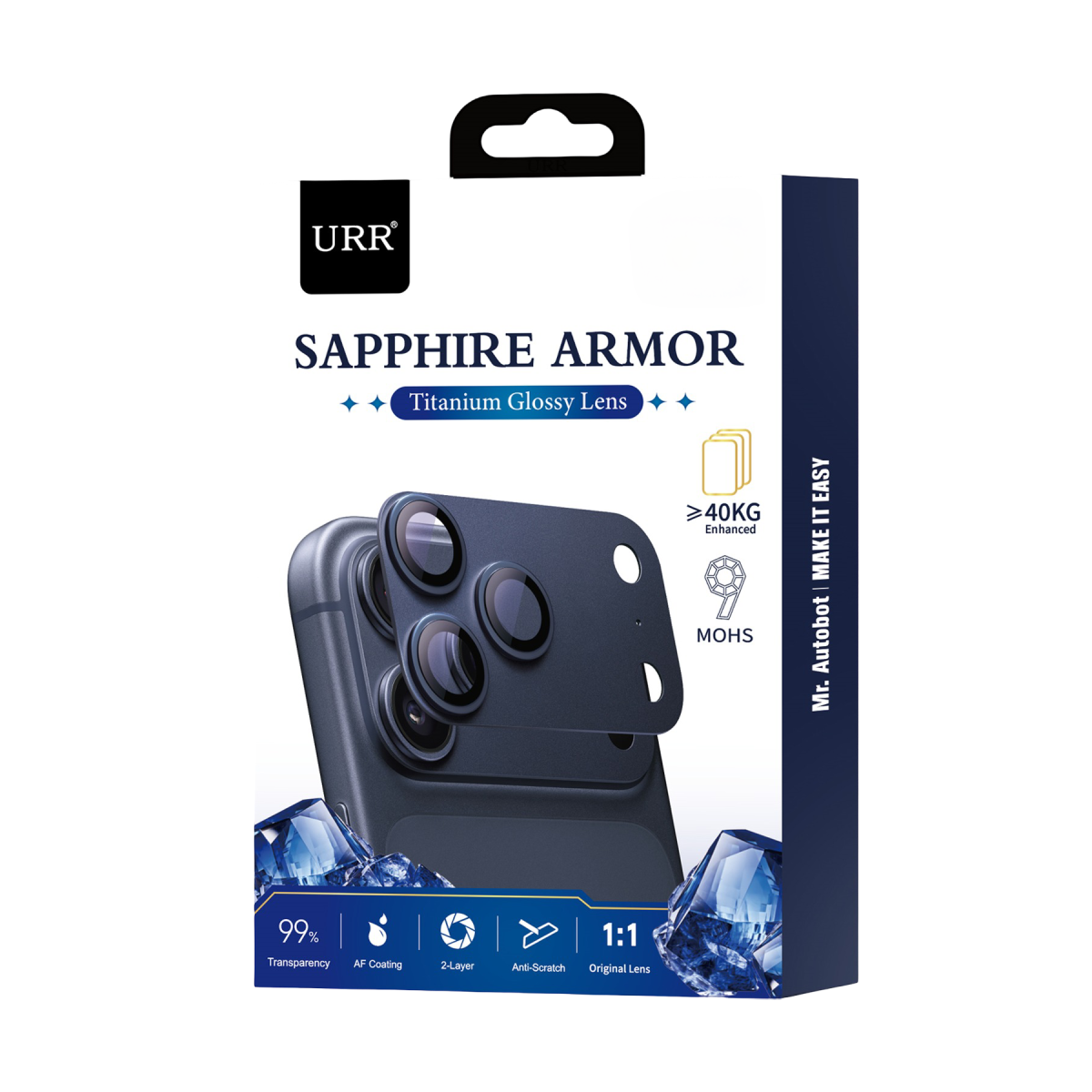 URR Apple iPhone 17 Pro Max Sapphire Armor Kamera Lens Koruyucu - Lacivert