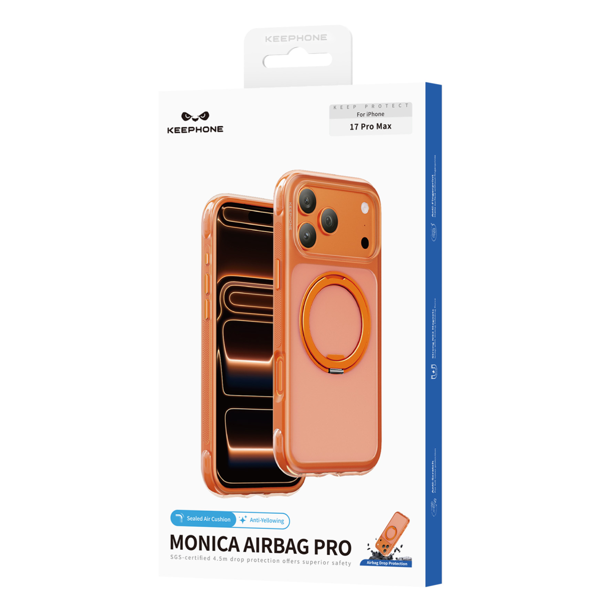 Keephone Apple iPhone 17 Pro Max Monica Airbag Pro Stantlı Magsafe Kapak - Turuncu