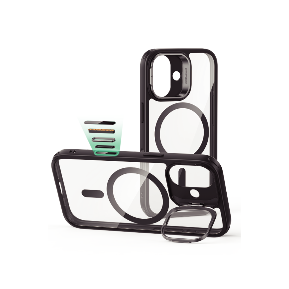 ESR Apple iPhone 17 Classic Hybrid Magsafe Standlı Kapak - Clear Black