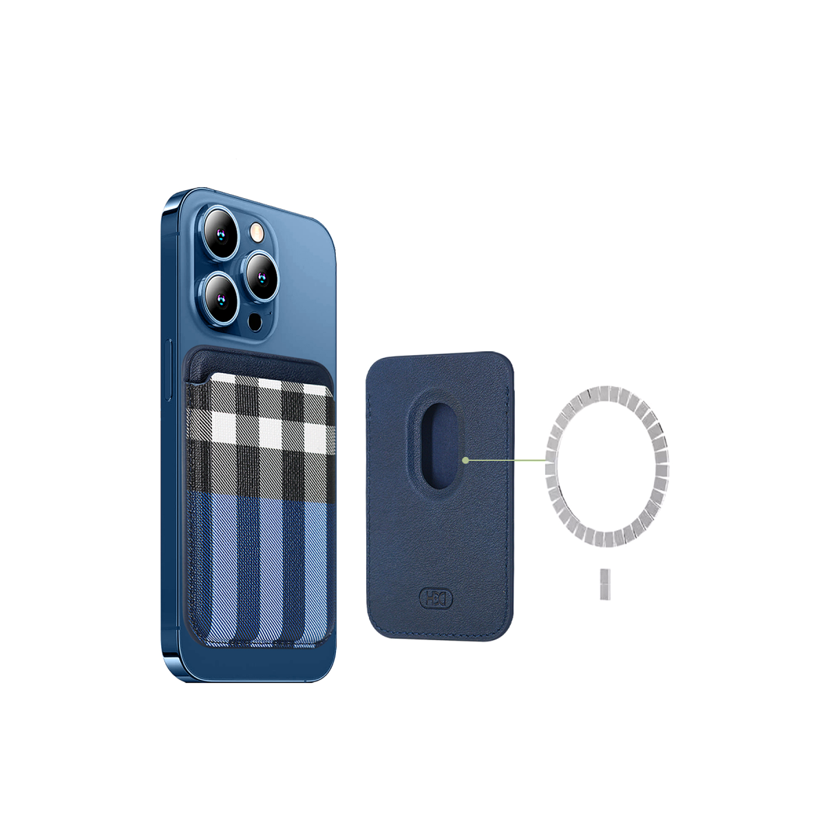HDD Apple iPhone 14 HBC-218 Kartlıklı Manyetik Kapak - Mavi