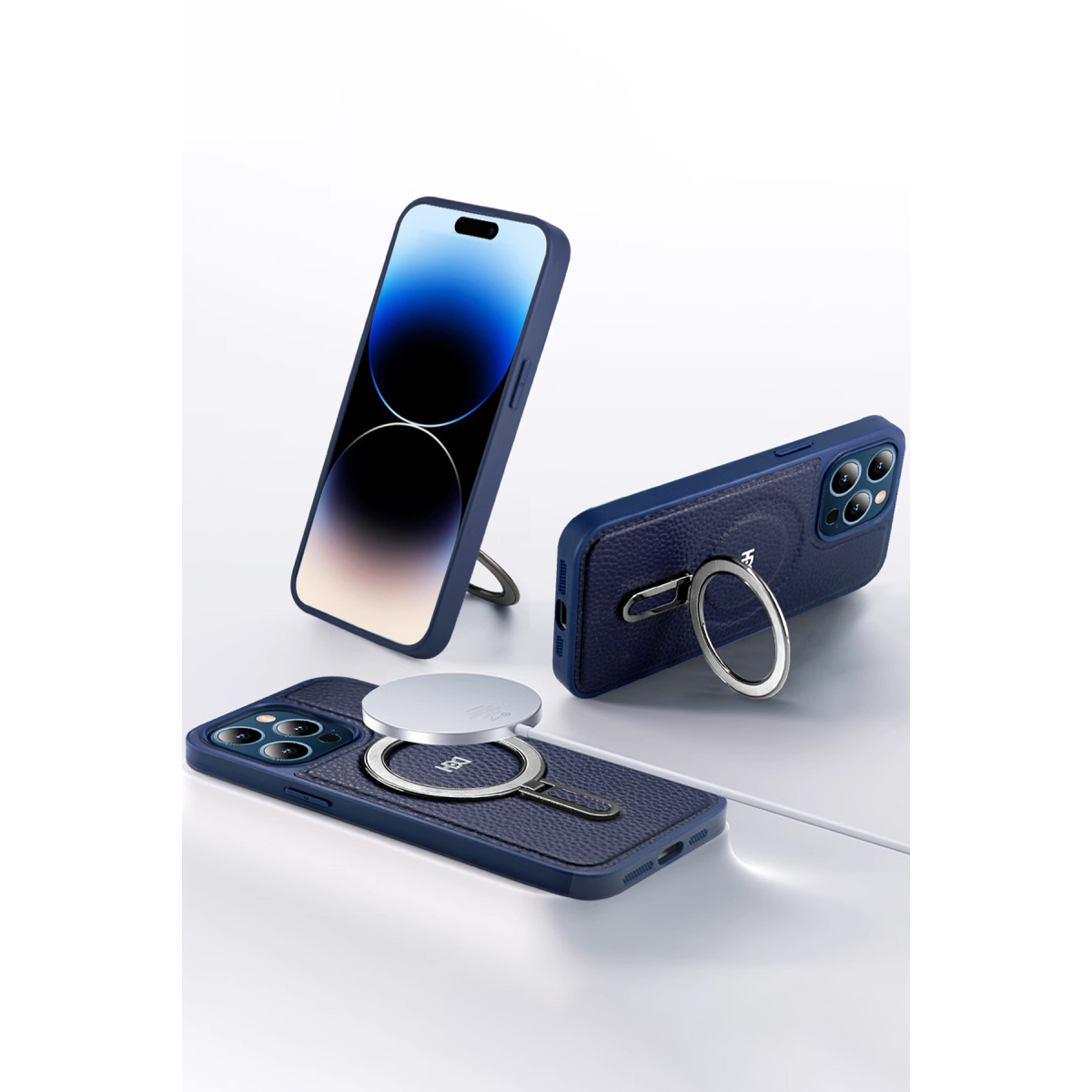 HDD Apple iPhone 14 HBC-139 Gravix Standlı Magsafe Kapak - Mavi