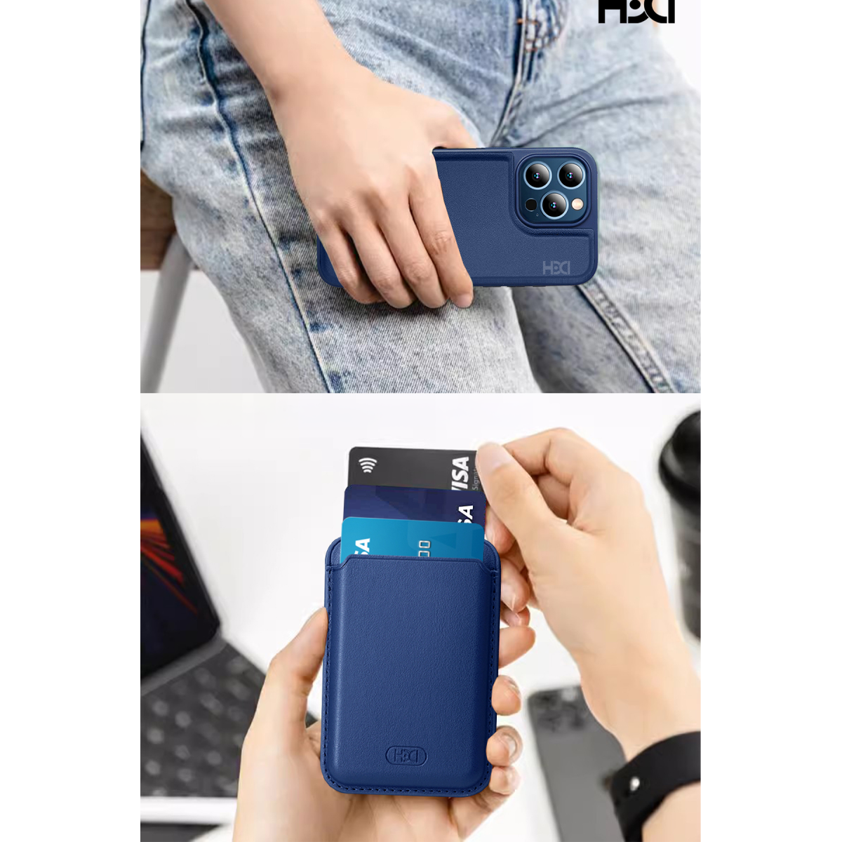 HDD Apple iPhone 16 HBC-009 Kartvizitli Maynetik Kapak - Titan Gri