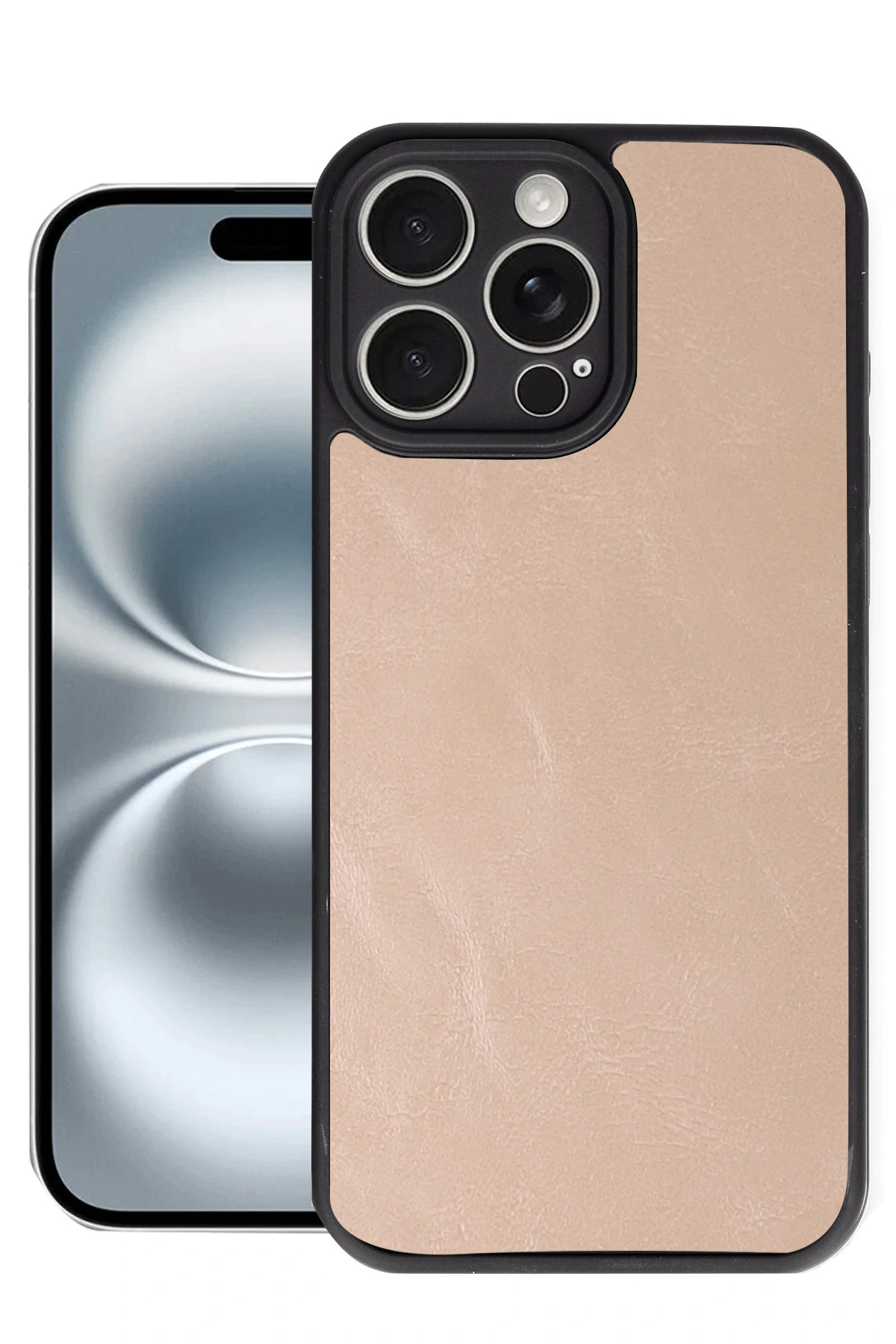 Newface Apple iPhone 16 Pro Max Kılıf Aras Deri Kapak - Pudra