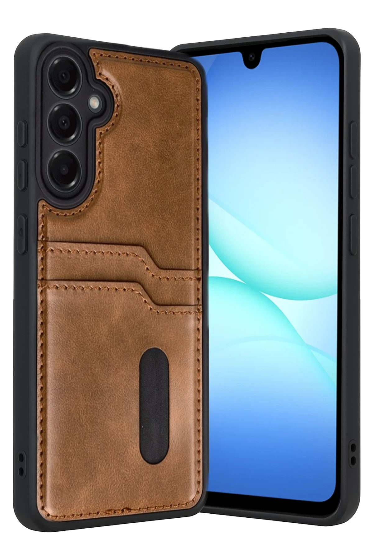Newface Samsung Galaxy A57 5G Sara Kartvizitli Deri Kılıf - Taba
