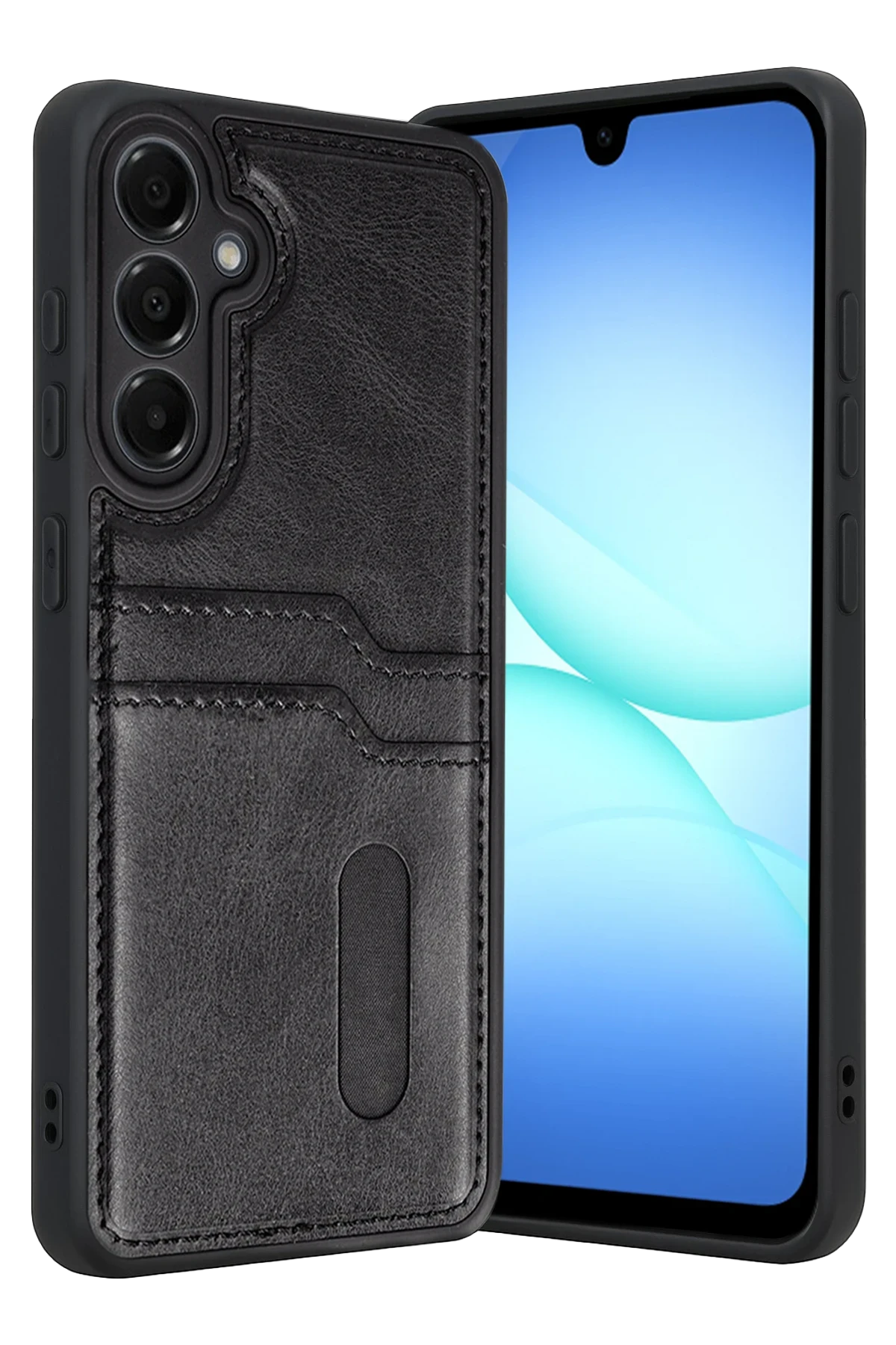 Newface Samsung Galaxy A57 5G Sara Kartvizitli Deri Kılıf - Siyah