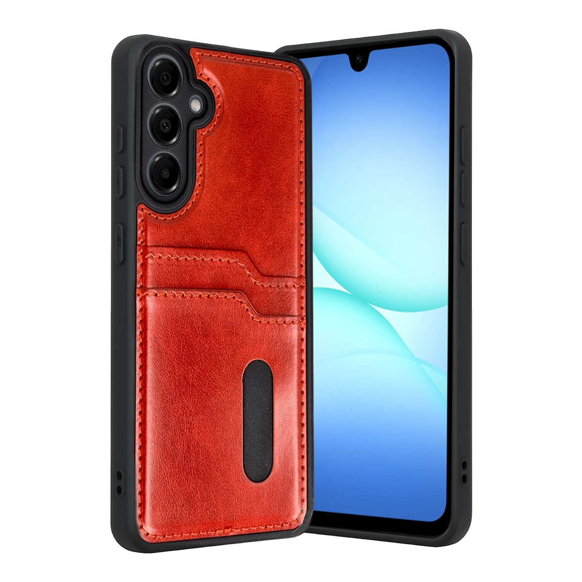 Newface Samsung Galaxy A37 5G Sara Kartvizitli Deri Kılıf - Kırmızı — görsel 3
