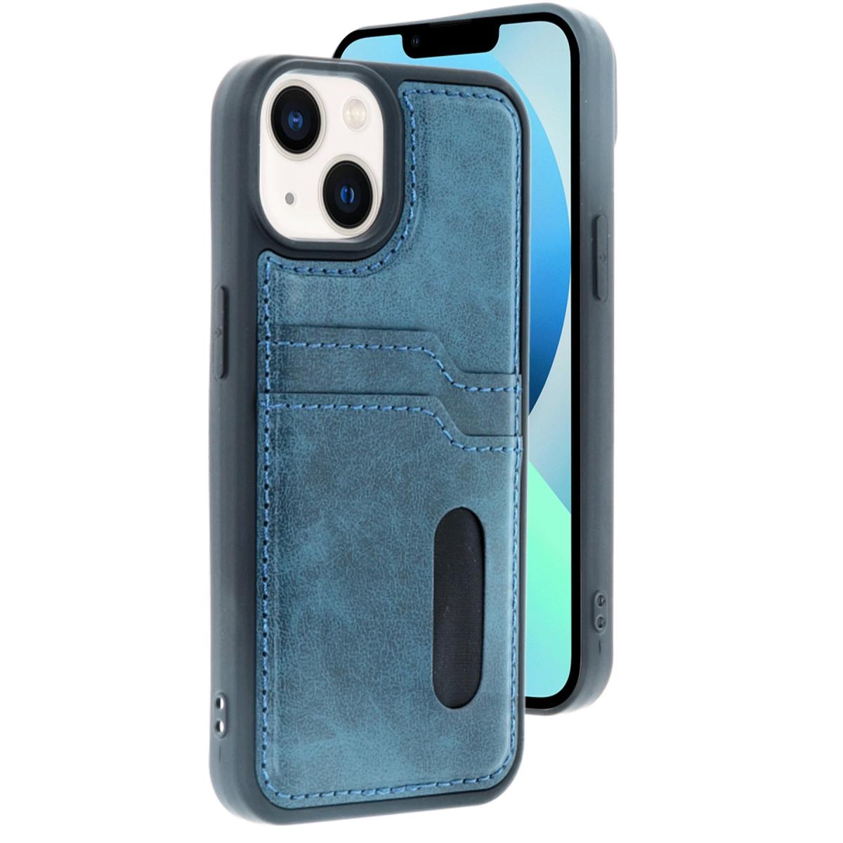 Apple iPhone 15 Sara Kartvizitli Deri Kılıf - Lacivert