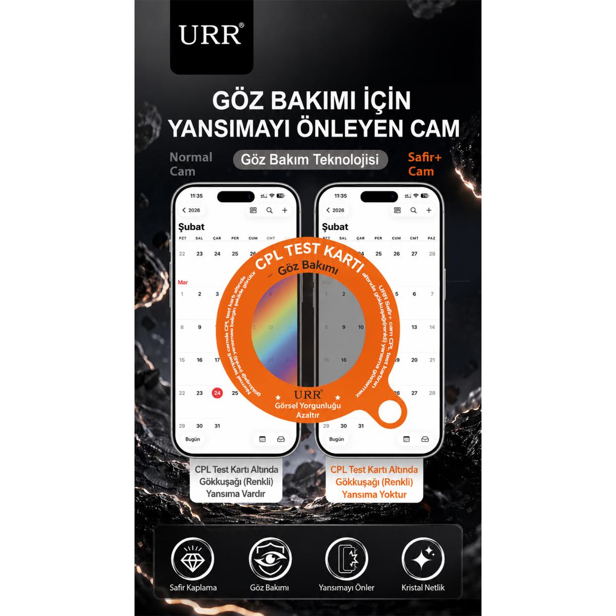 URR Apple iPhone 17 Pro Max Sapphire Plus Cam Ekran Koruyucu - Şeffaf