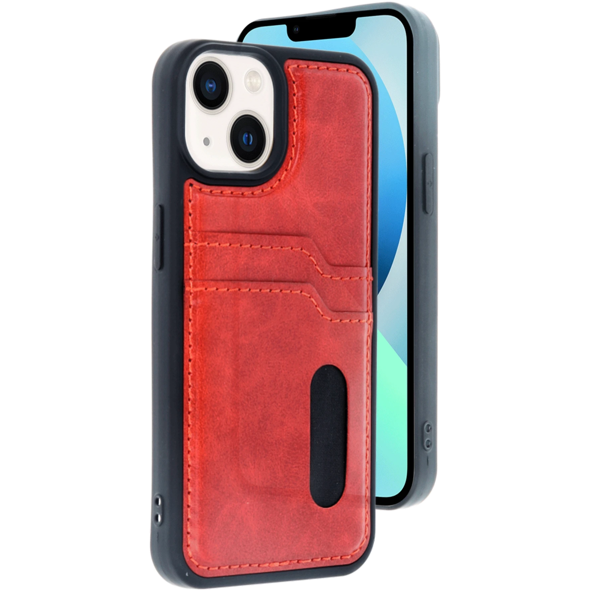 Newface Apple iPhone 15 Sara Kartvizitli Deri Kılıf - Kırmızı — görsel 7