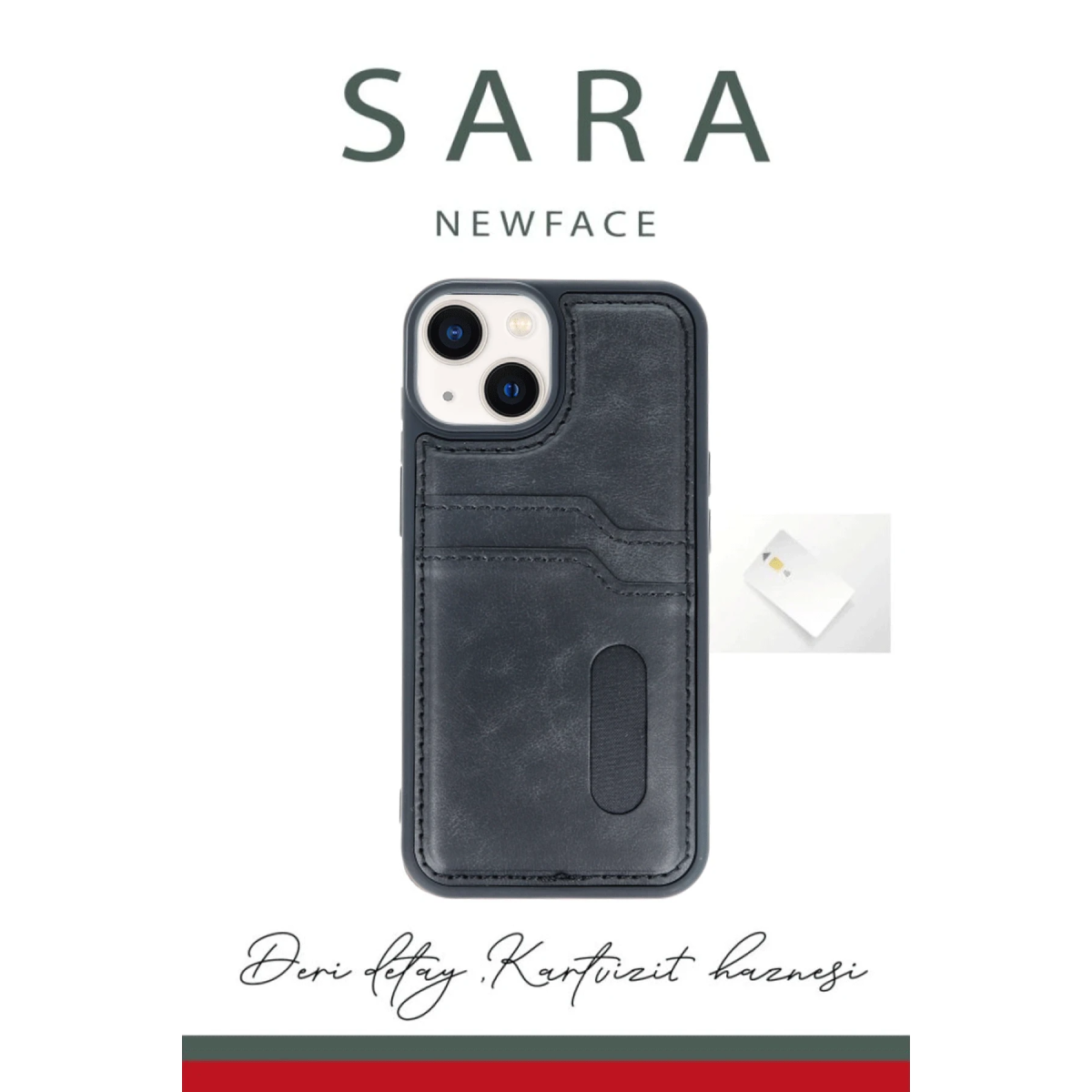Newface Apple iPhone 15 Sara Kartvizitli Deri Kılıf - Kırmızı — görsel 8