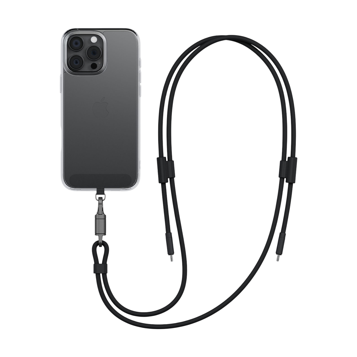 Energea Lasso 240W 1.5M Lanyard Tasarımlı USB-C to USB-C Şarj Kablosu - Siyah