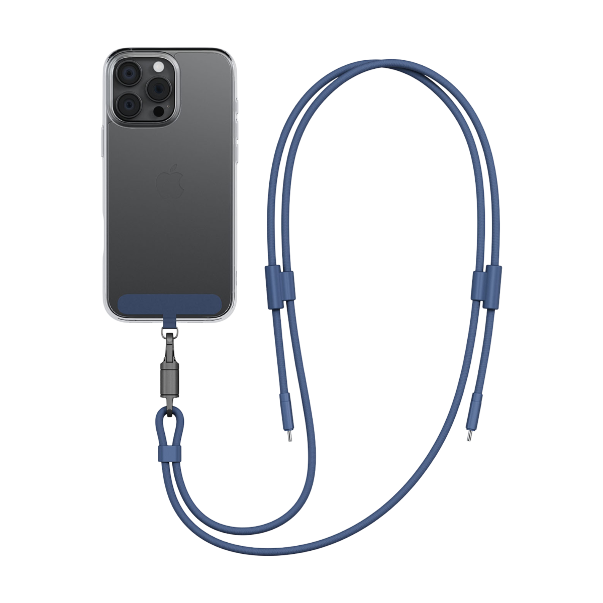 Energea Lasso 240W 1.5M Lanyard Tasarımlı USB-C to USB-C Şarj Kablosu - Mavi