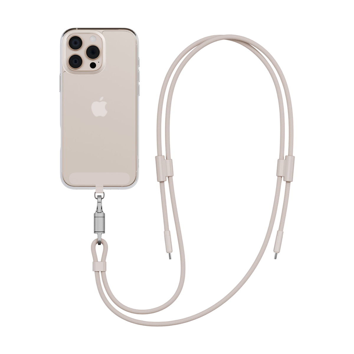 Energea Lasso 240W 1.5M Lanyard Tasarımlı USB-C to USB-C Şarj Kablosu - Krem