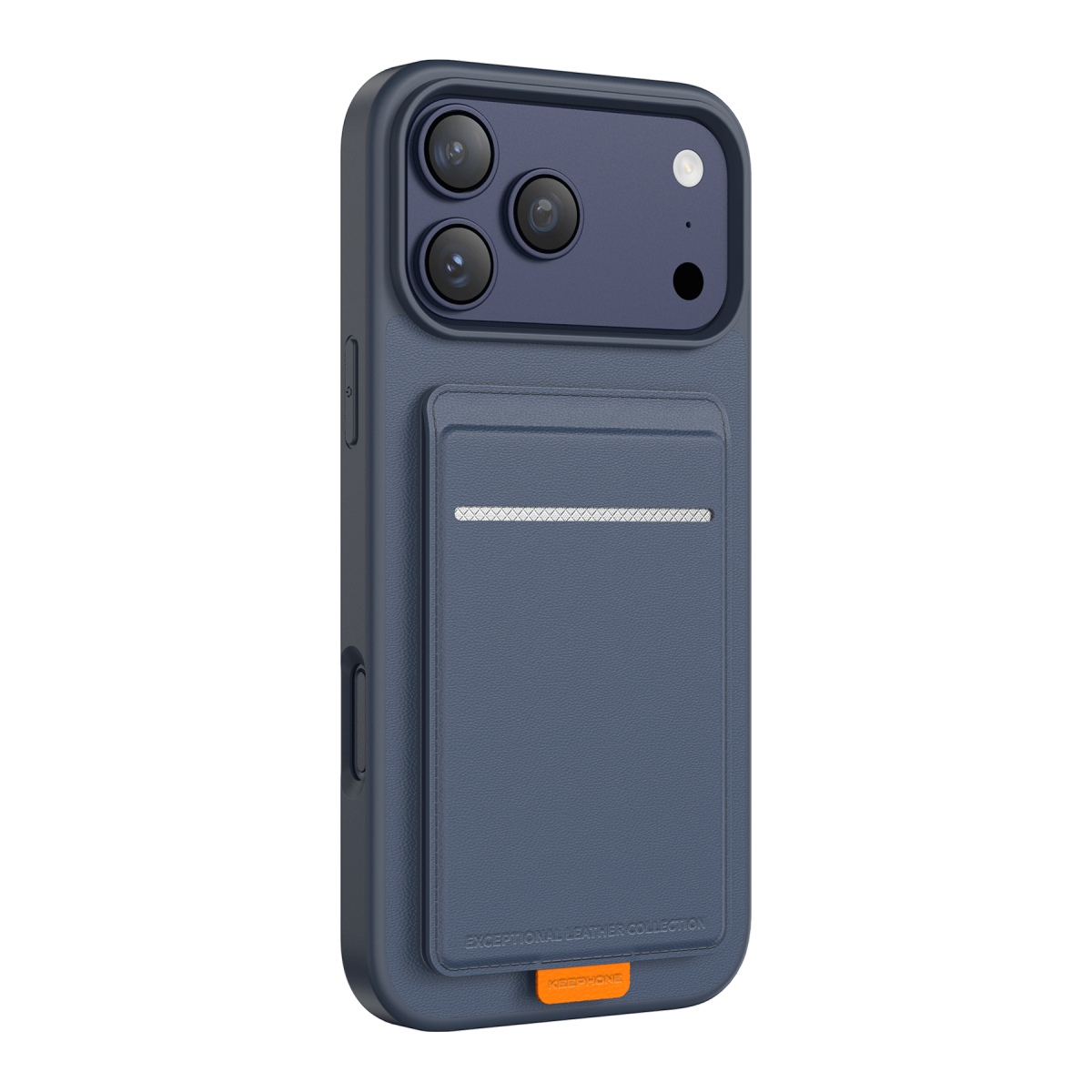 Keephone Apple iPhone 17 Pro Suedea Kartvizitli Standlı Kapak - Lacivert