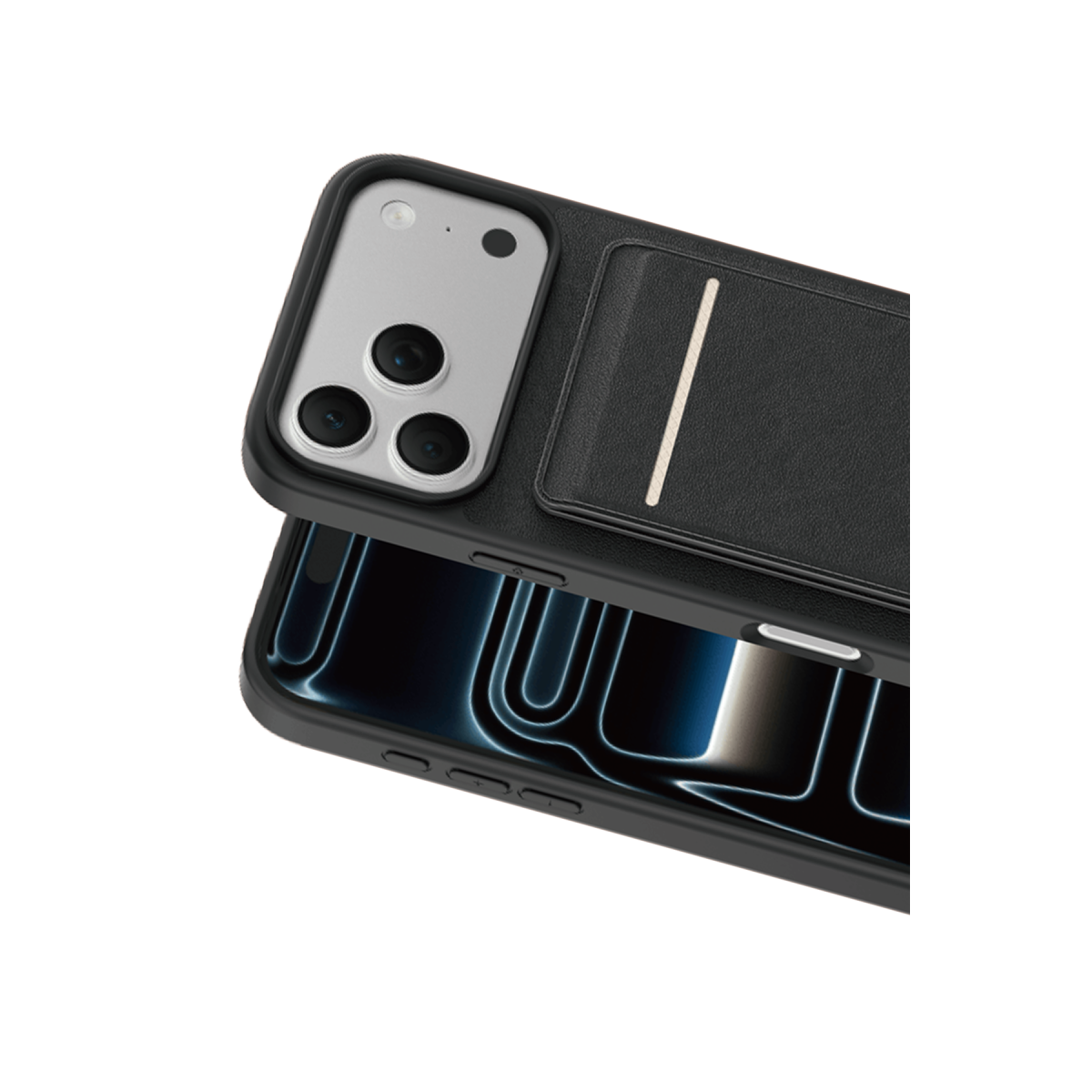 Keephone Apple iPhone 17 Pro Suedea Kartvizitli Standlı Kapak - Siyah