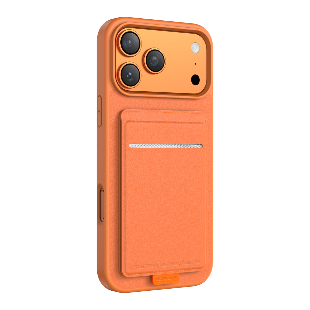 Keephone Apple iPhone 17 Pro Suedea Kartvizitli Standlı Kapak - Turuncu