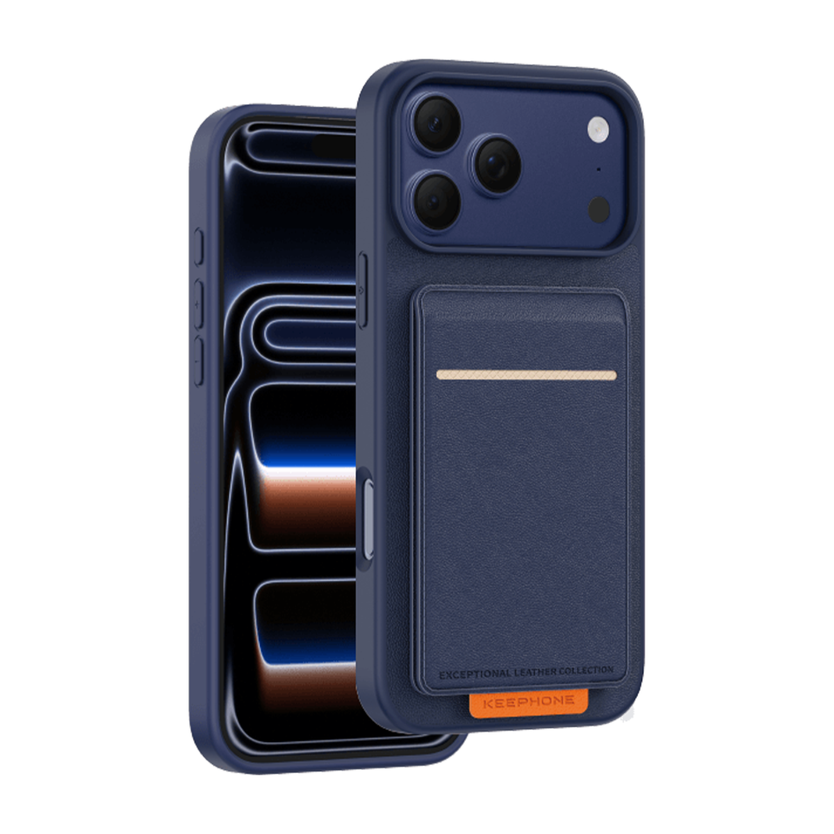 Keephone Apple iPhone 17 Pro Max Suedea Kartvizitli Standlı Kapak - Lacivert