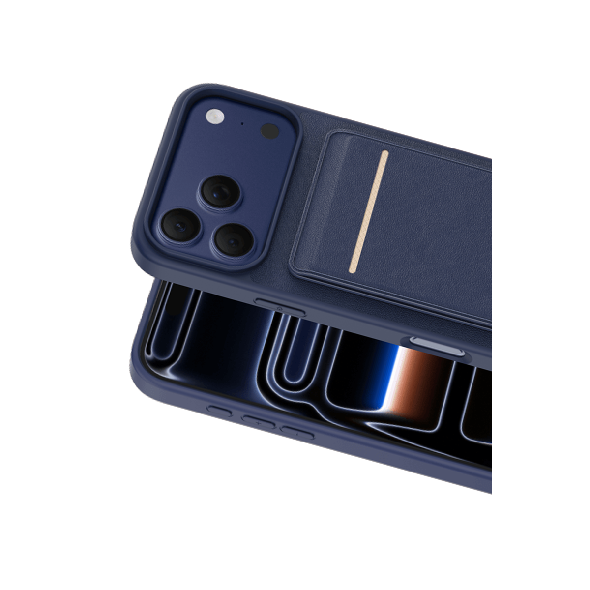 Keephone Apple iPhone 17 Pro Max Suedea Kartvizitli Standlı Kapak - Lacivert