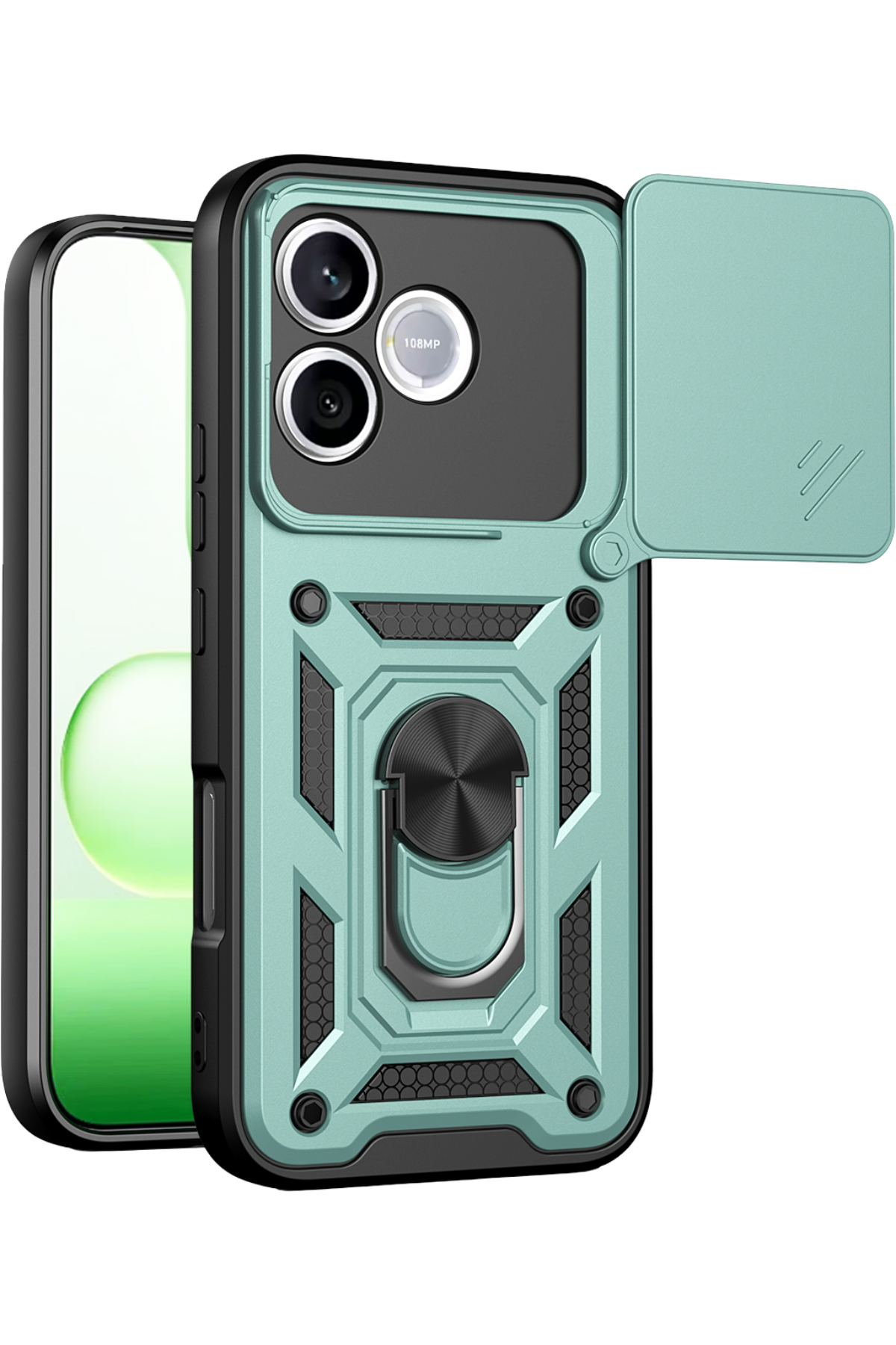 Newface Huawei Honor 600 Lite Pars Lens Yüzüklü Silikon - Yeşil