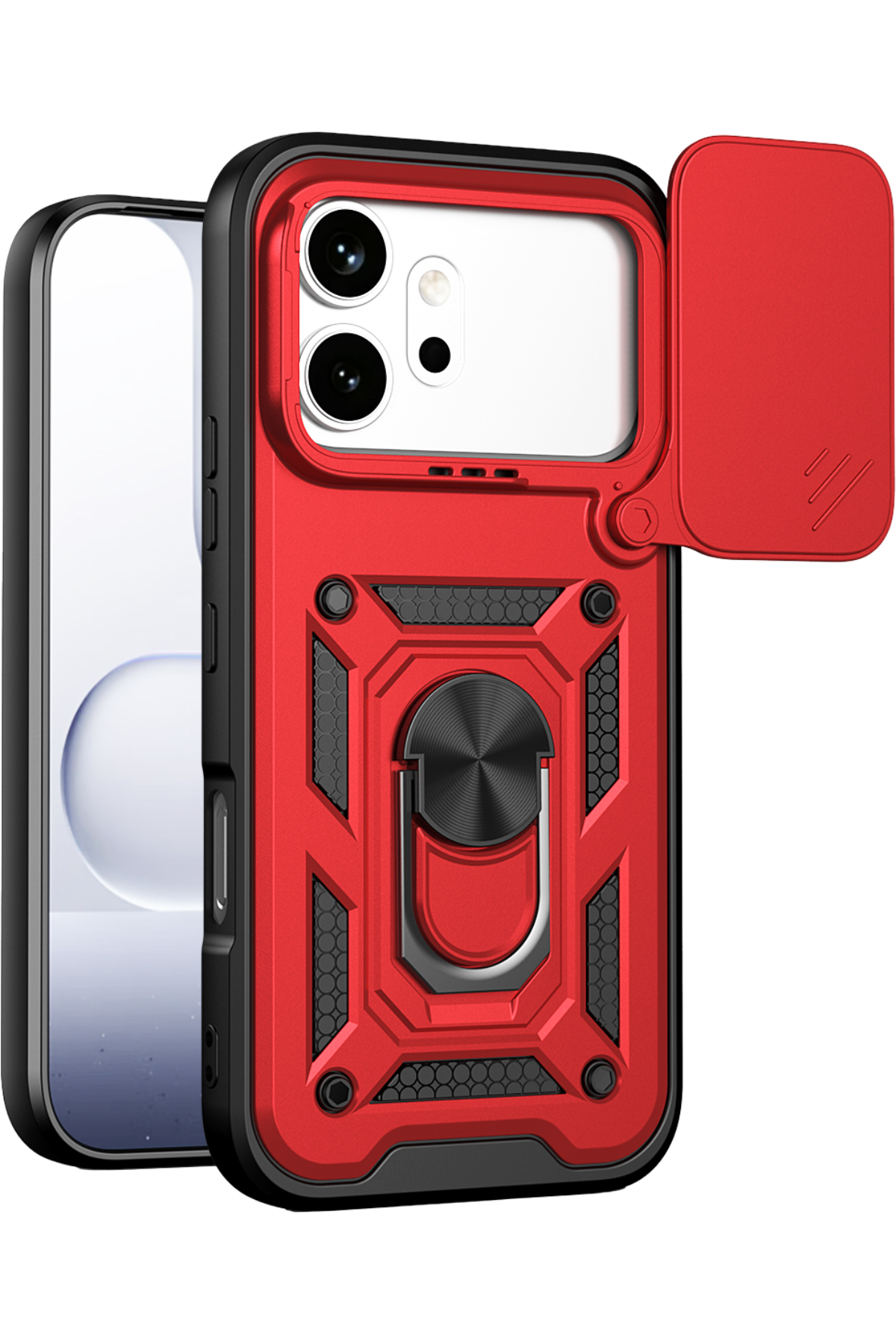 Newface Huawei Honor 600 Pars Lens Yüzüklü Silikon - Kırmızı