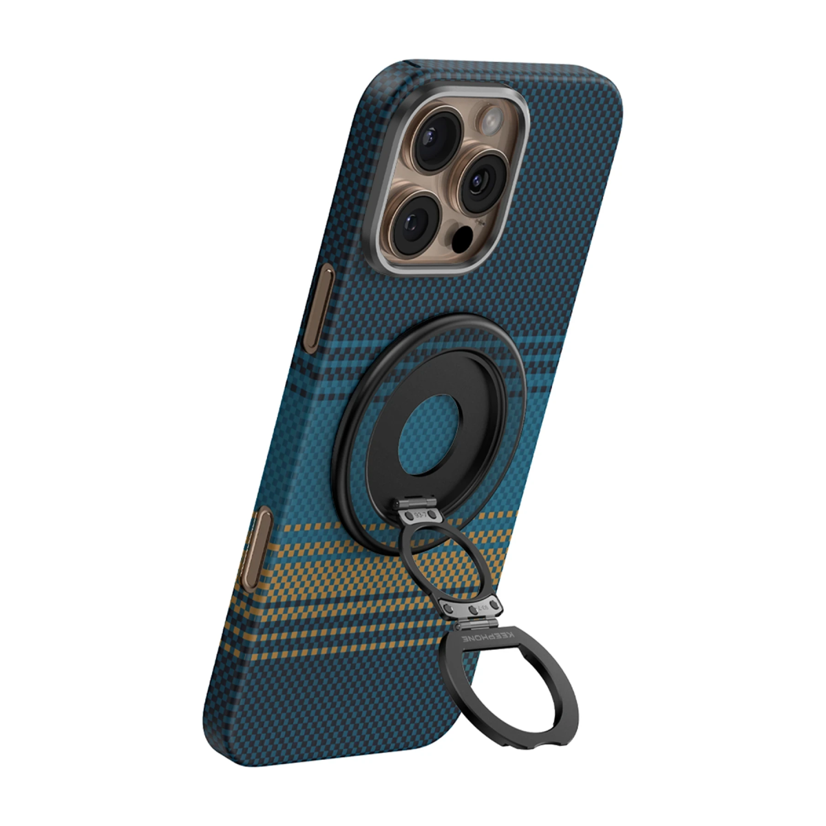 Keephone Kevlar Grip 360 Manyetik Magsafe Kickstand Yüzük - Black Robin