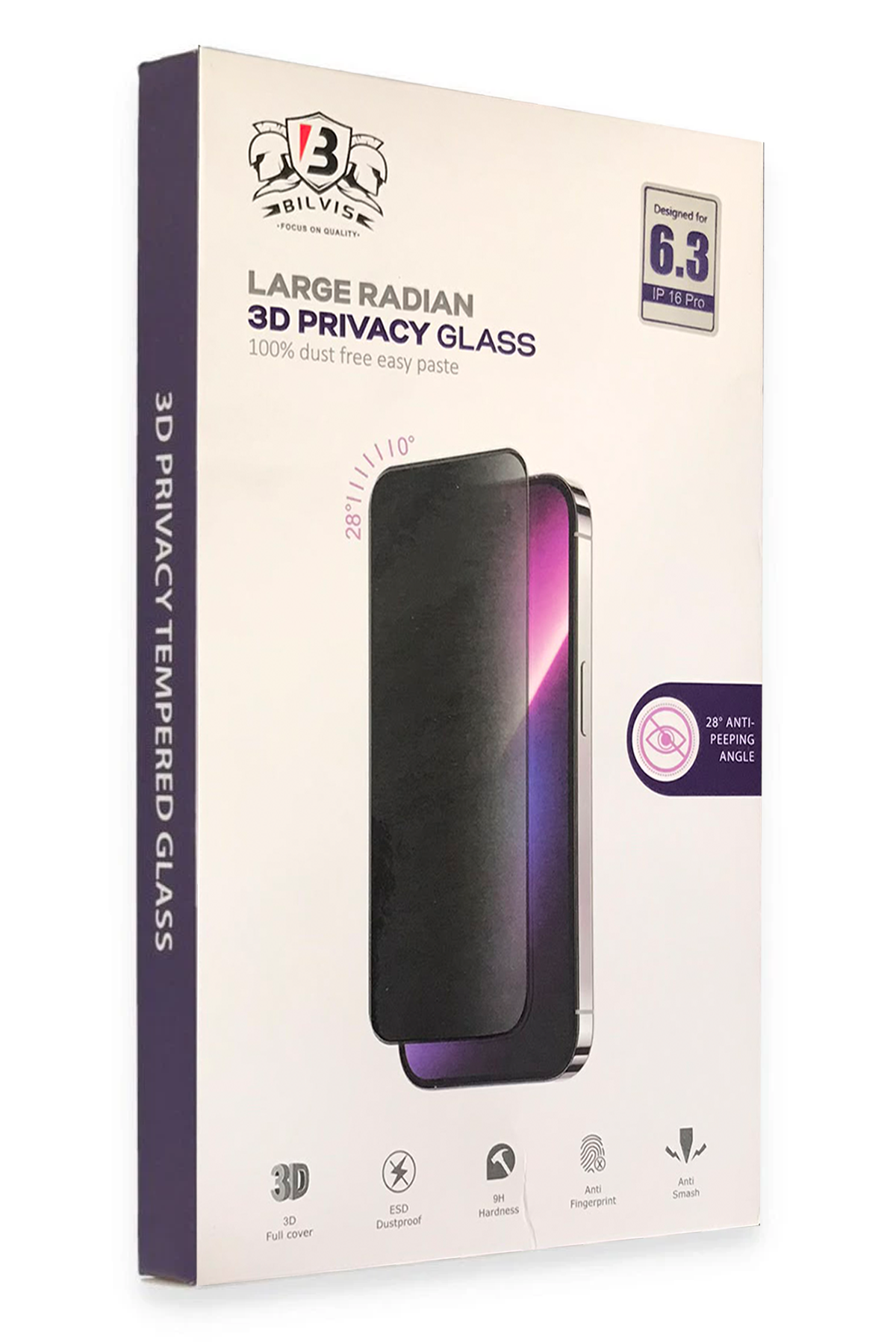 Newface Apple iPhone 15 Pro Bilvis 3D Radian Hayalet Cam Ekran Koruyucu