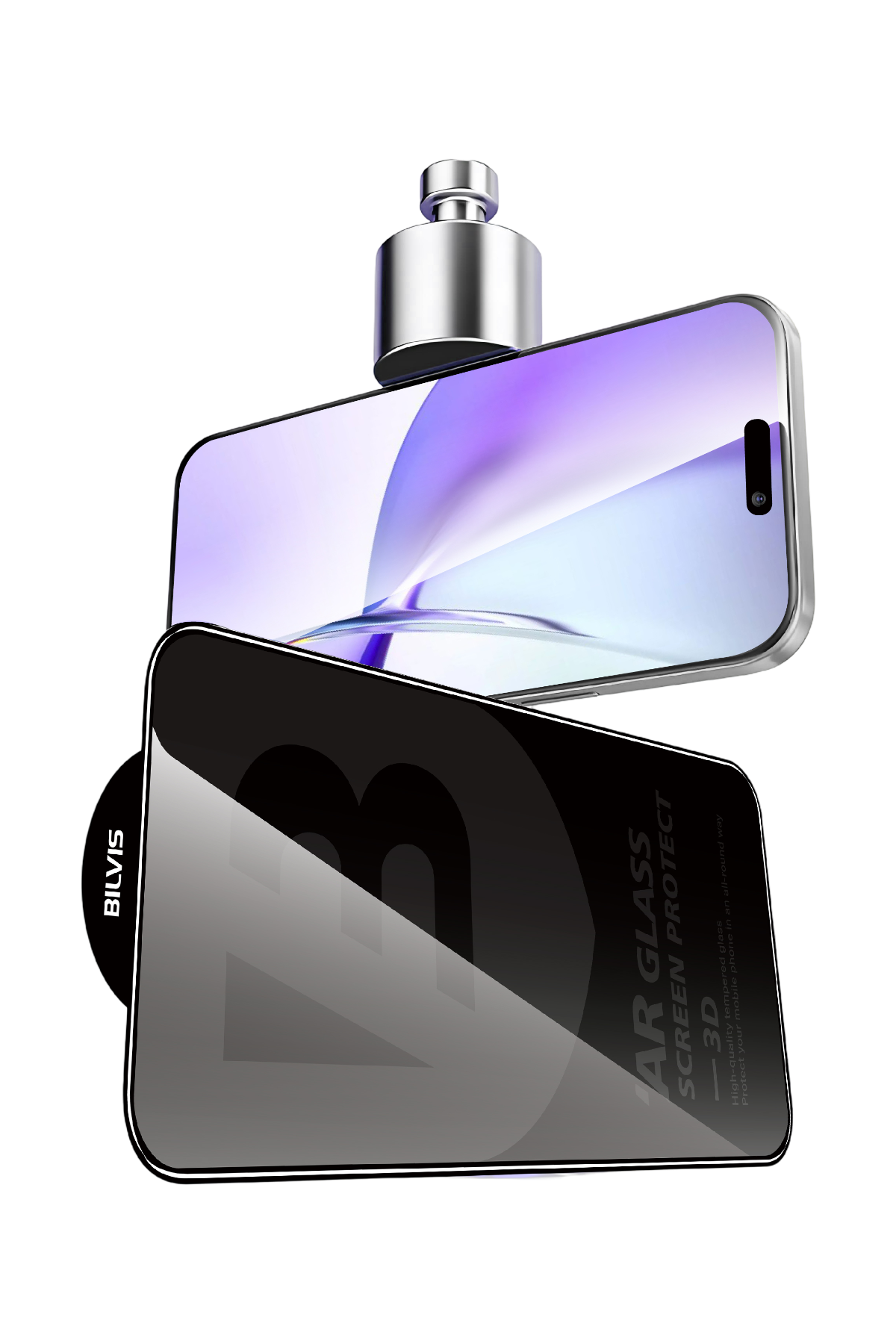 Newface Apple iPhone 17 Pro Bilvis 5D Privacy Diamond Hayalet Cam Ekran Koruyucu — görsel 5