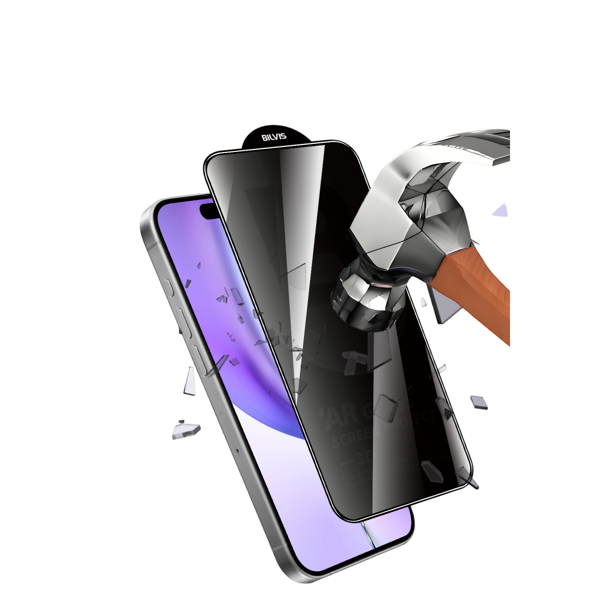 Newface Apple iPhone 15 Bilvis 5D Privacy Diamond Hayalet Cam Ekran Koruyucu — görsel 9