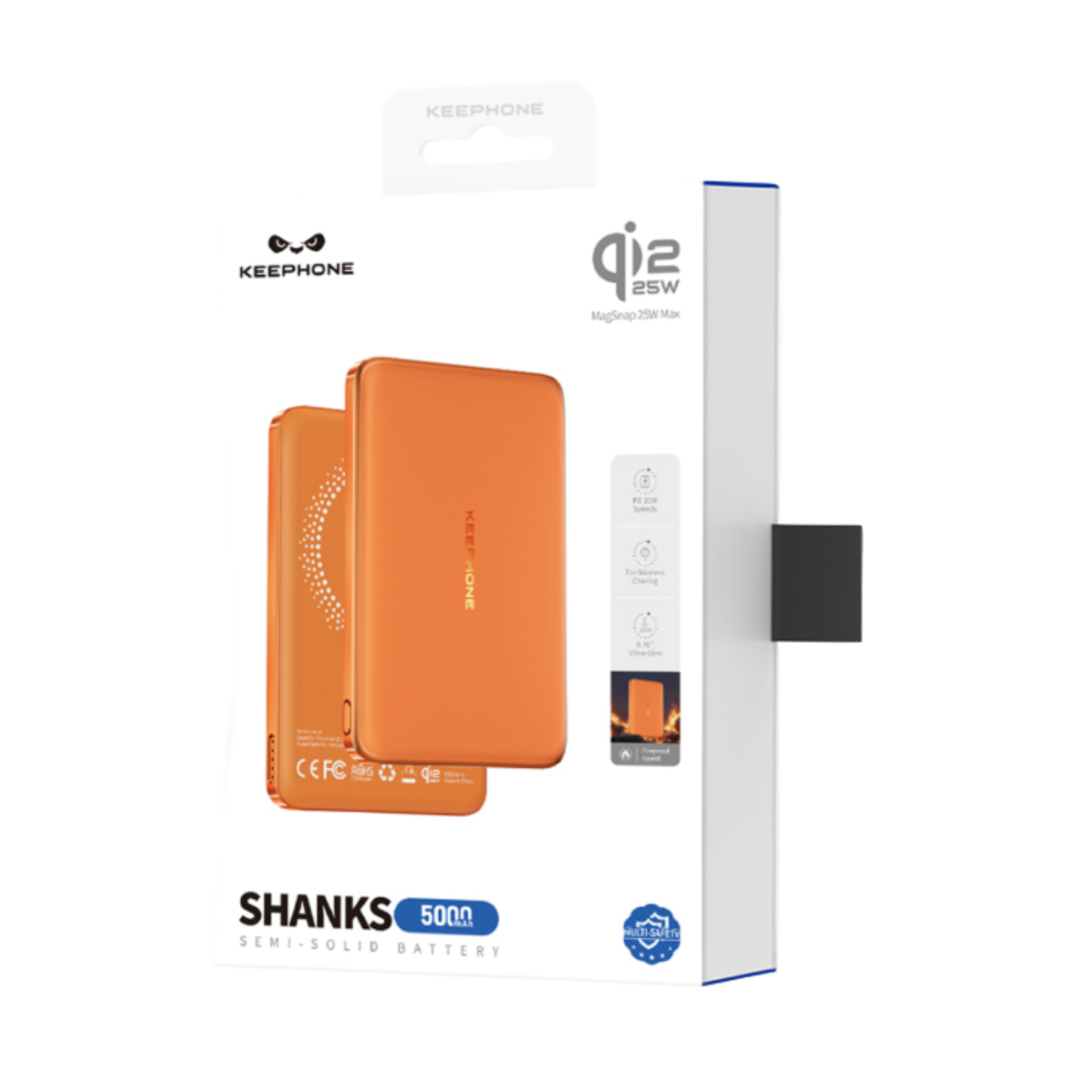 Keephone PB67 Shanks 5.000 mAh 25W Qi2 MagSafe ve Semi Solid Destekli Powerbank - Siyah