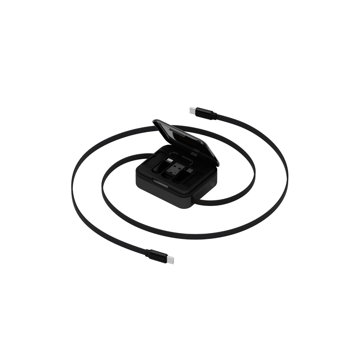 Energea X Bazic GoCharge Loop 5in1 Çoklu Dönüştürücülü Şarj Kablosu Seti - Siyah