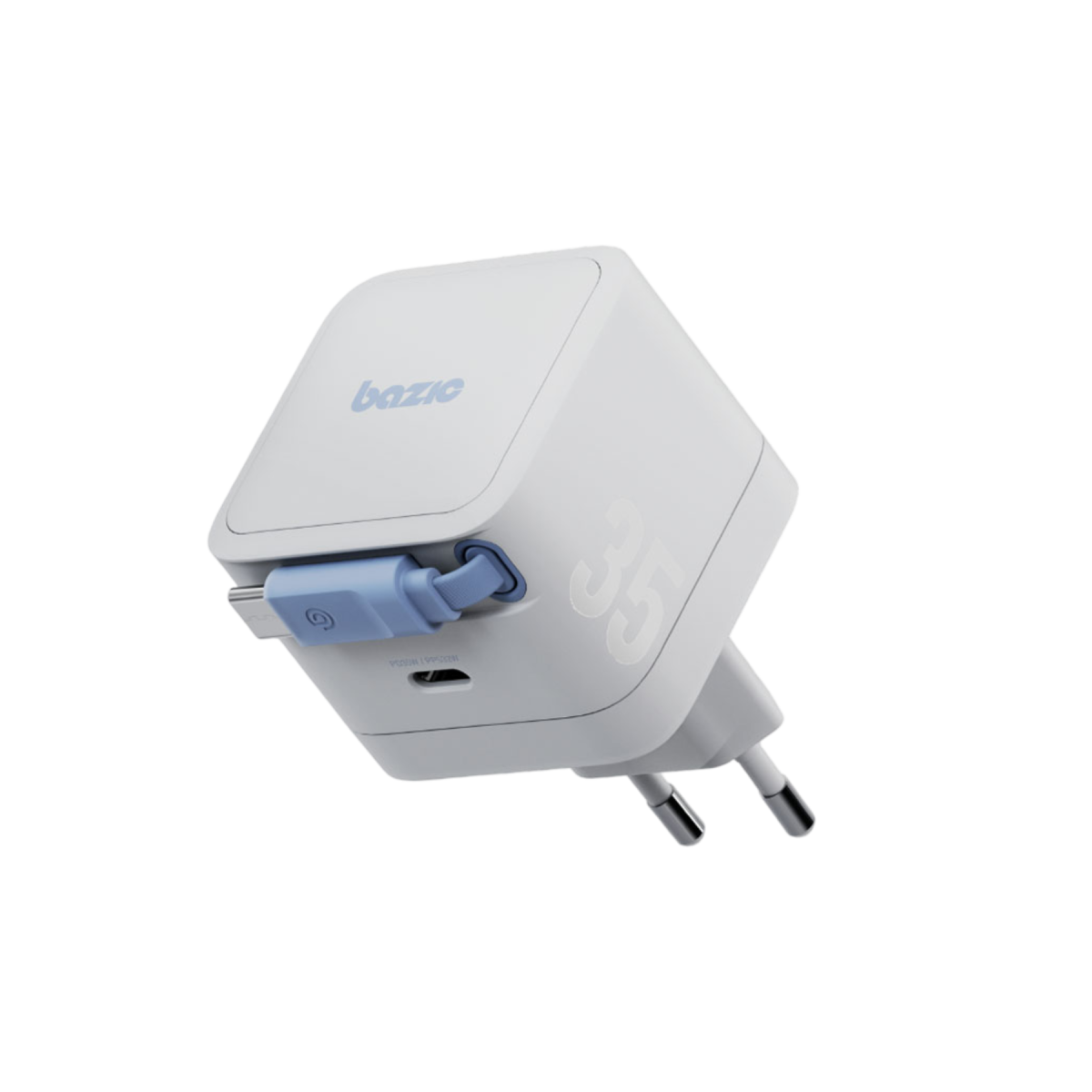 Energea X Bazic GoPort Retrek 35W Dahili Kablolu GaN USB-C Şarj Adaptörü - Beyaz