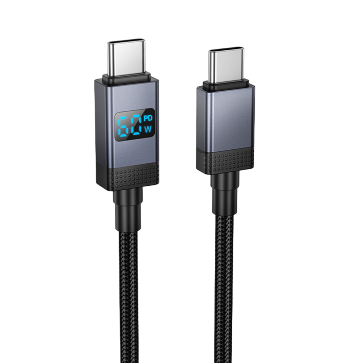 Hoco. X118 1M 60W Dijital Ekranlı Type-C to Type-C Hızlı Şarj Data Kablosu - Siyah