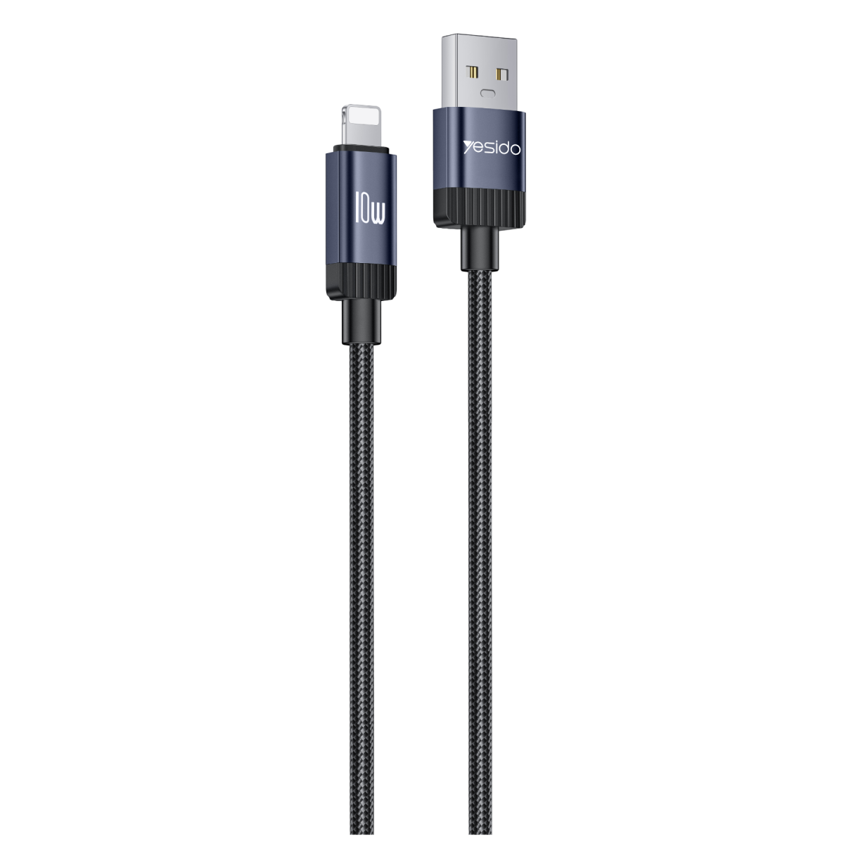 Yesido CA204L 10W Örgü USB-A to Lightning Data ve Şarj Kablosu - Siyah