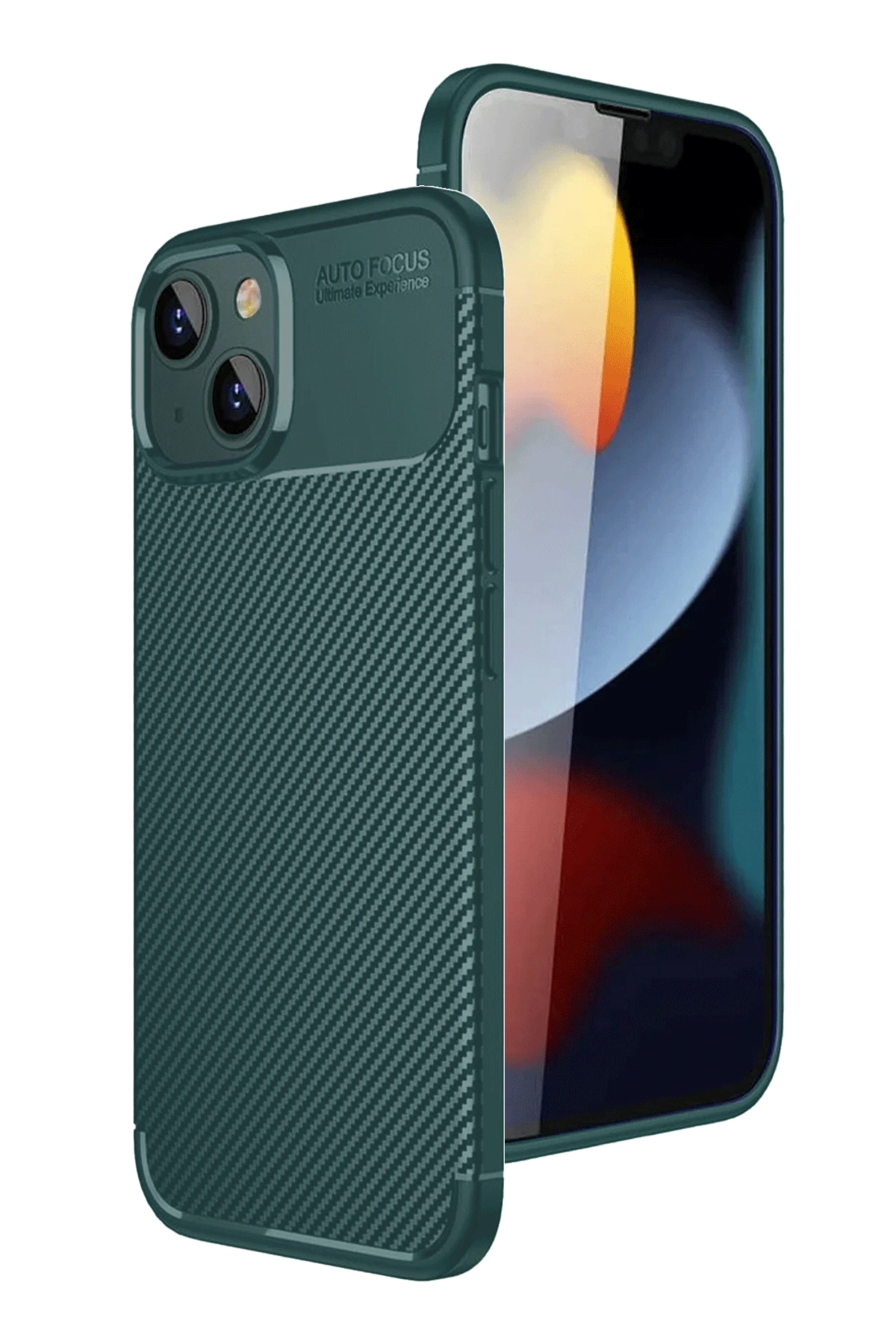 Newface Apple iPhone 15 Kılıf Auto Focus Karbon Kapak - Yeşil
