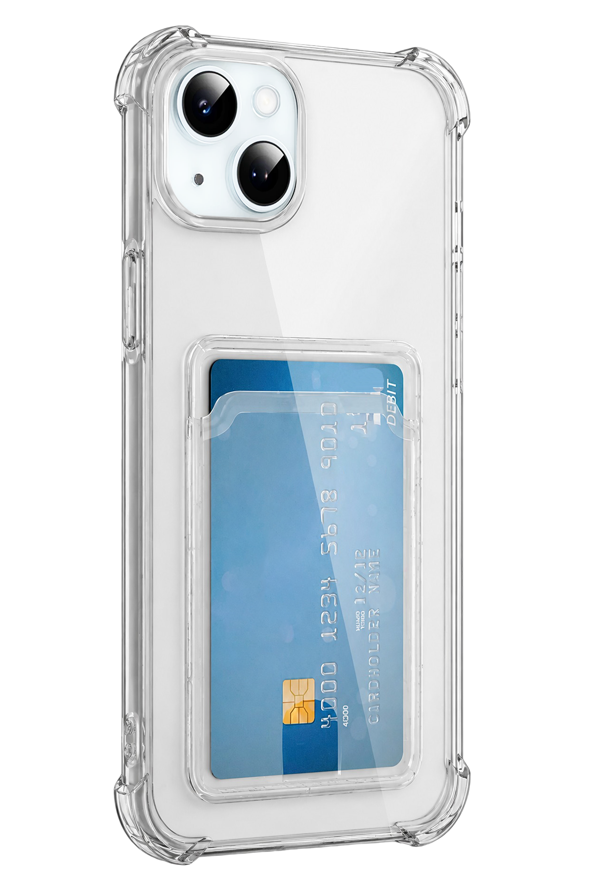 Newface Apple iPhone 15 Kılıf Kart Şeffaf Silikon - Şeffaf