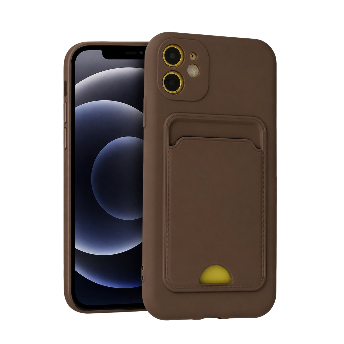 Newface Apple iPhone 11 Kılıf Kelvin Kartvizitli Silikon - Kahverengi