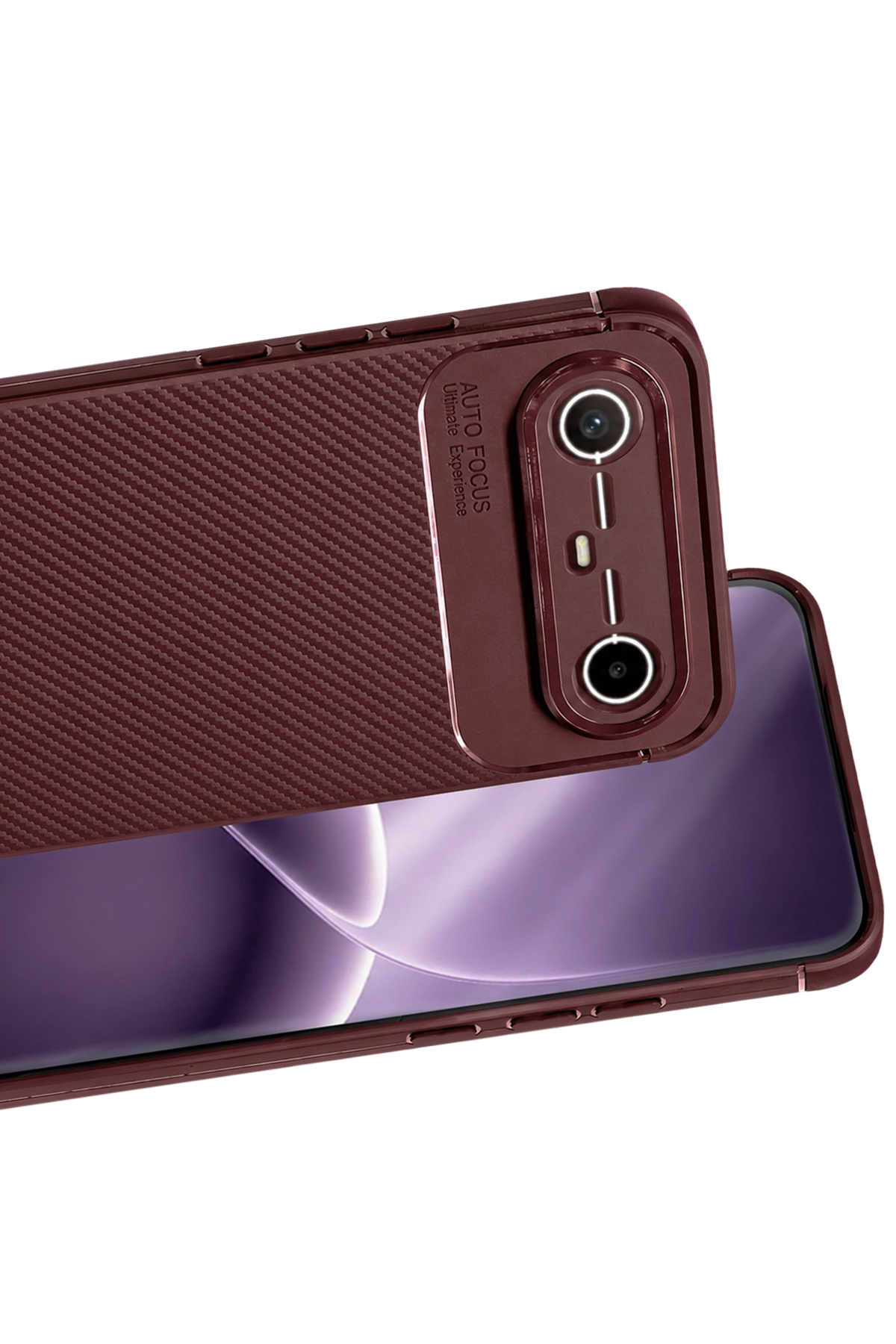 Newface Tecno Spark Slim 5G Auto Focus Karbon Kapak - Bordo — görsel 2