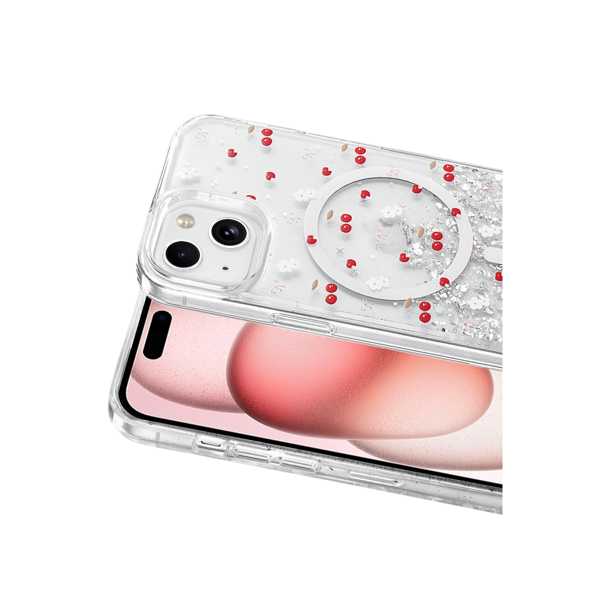 Onegif Apple iPhone 15 Misk Simli Magsafe Kapak - Desen 5