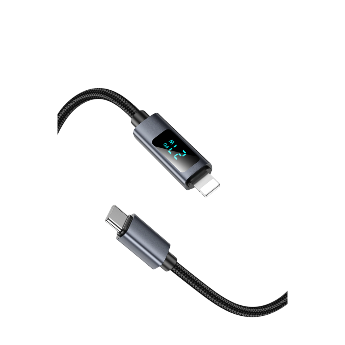Hoco. X112 1M 27W Dijital Ekranlı Lightning to Type-C PD Şarj ve Data Kablosu - Siyah