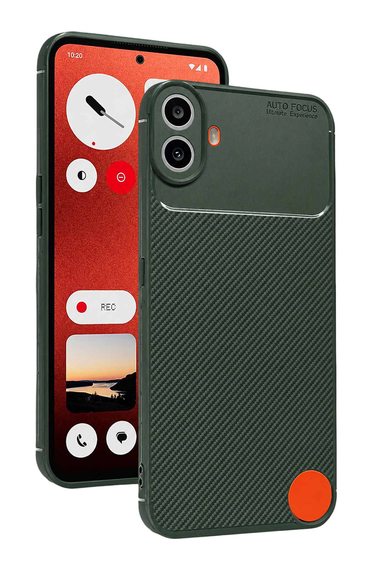 Newface Nothing Phone Nothing CMF Phone 1 Auto Focus Karbon Kapak - Yeşil